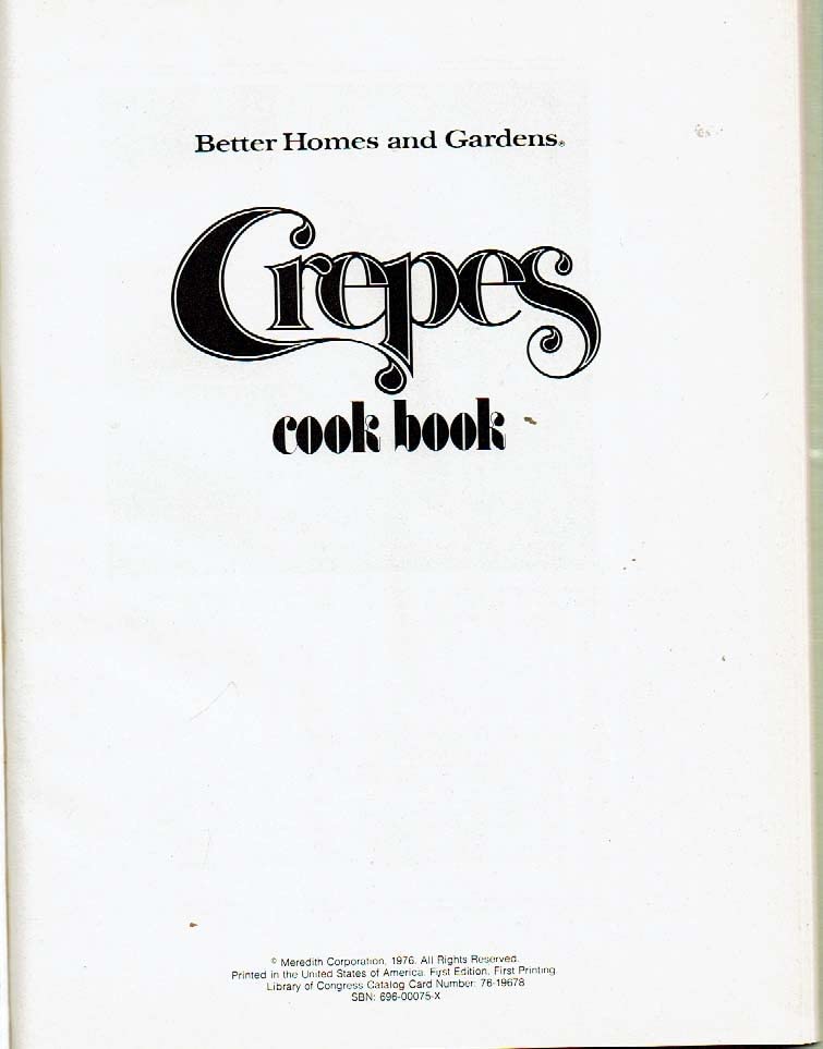 Better Homes and Gardens Crepes Cook Book used book depot