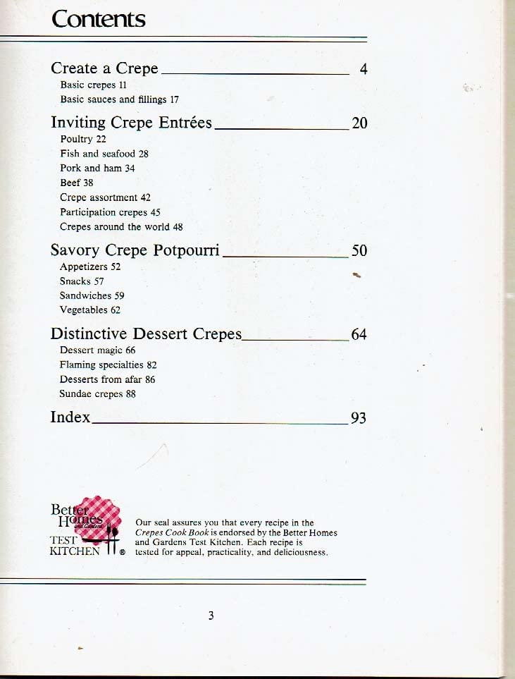 Better Homes and Gardens Crepes Cook Book used book depot