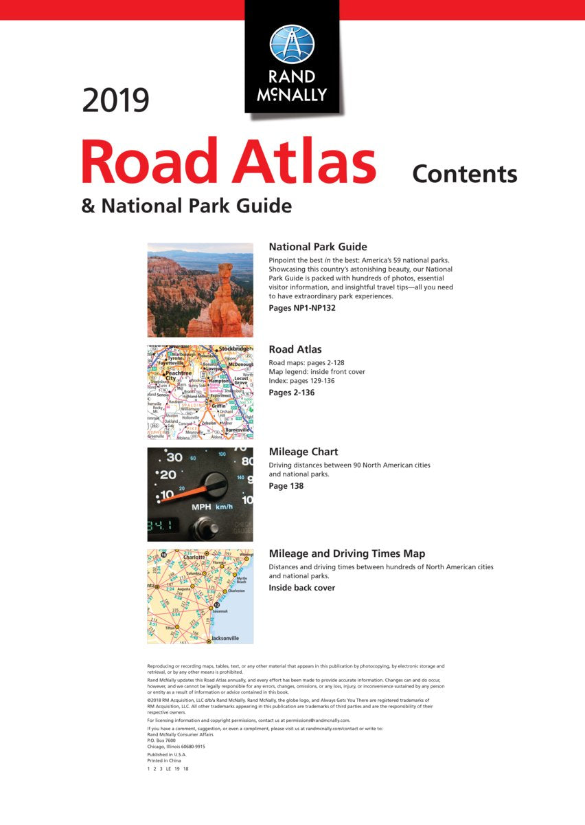 Rand McNally 2019 Road Atlas & National Park Guide: United States, Canada, Mexico (Rand McNally Road Atlas) used book depot