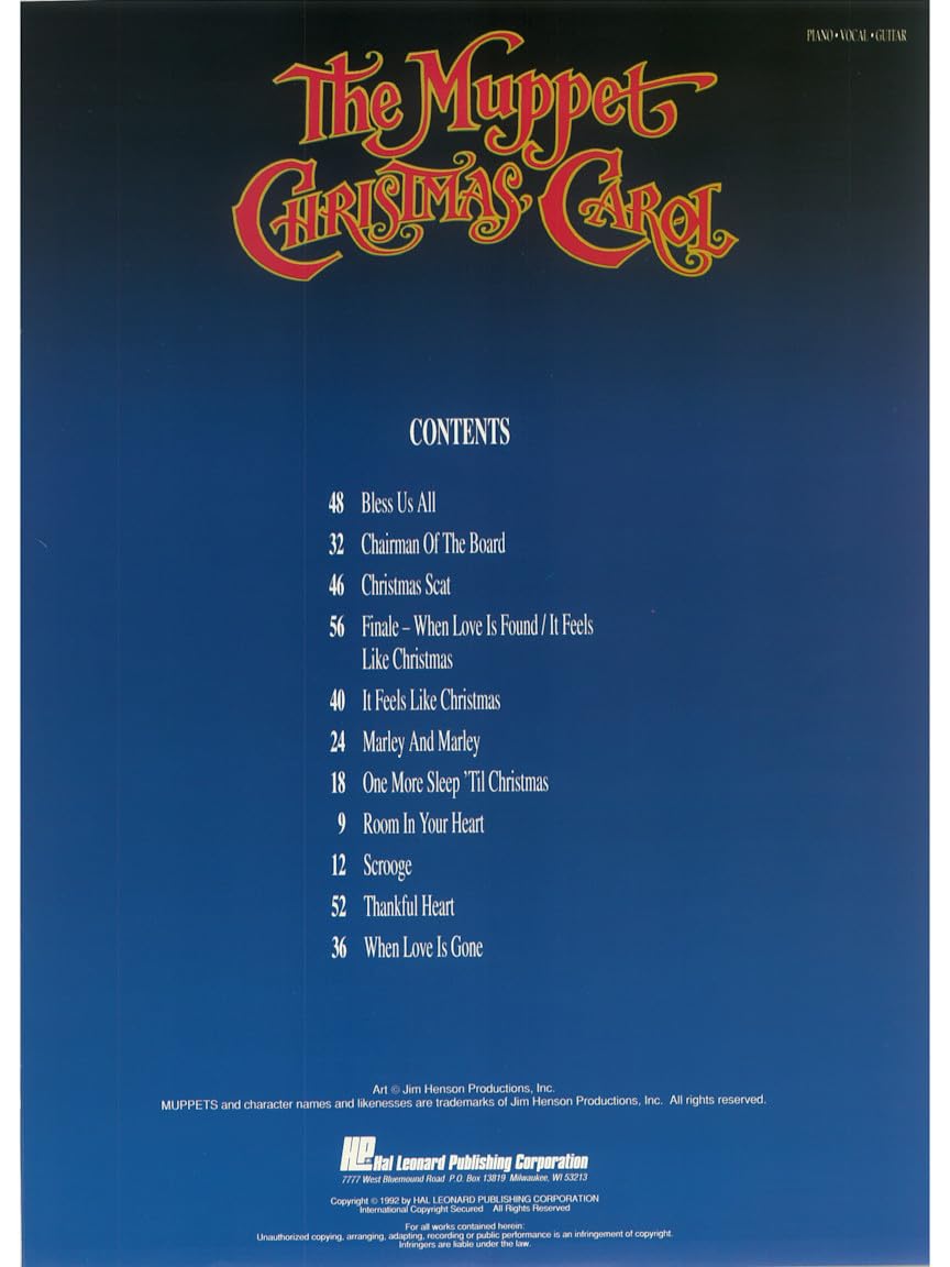 The Muppet Christmas Carol Piano, Vocal and Guitar Chords used book depot