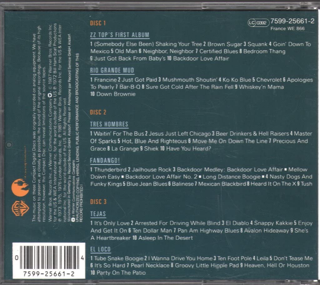 The ZZ Top Six Pack used book depot