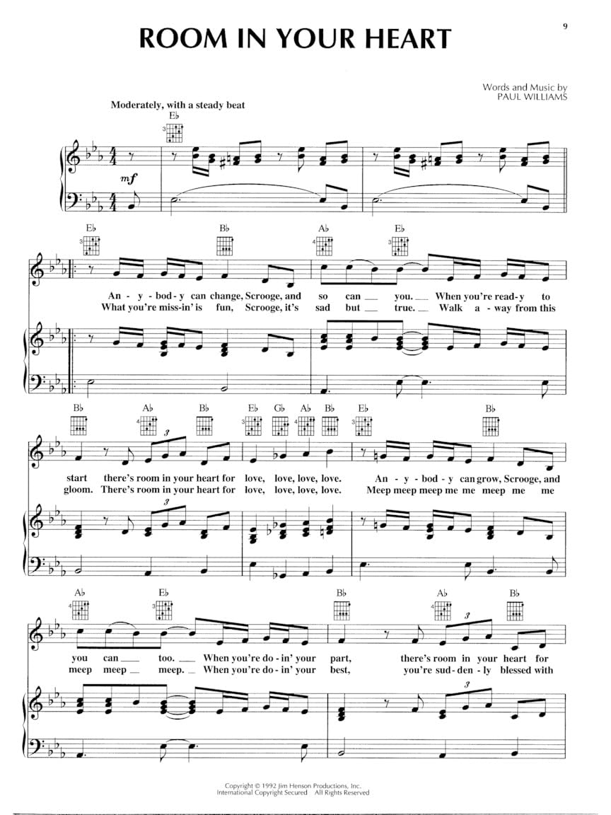 The Muppet Christmas Carol Piano, Vocal and Guitar Chords used book depot