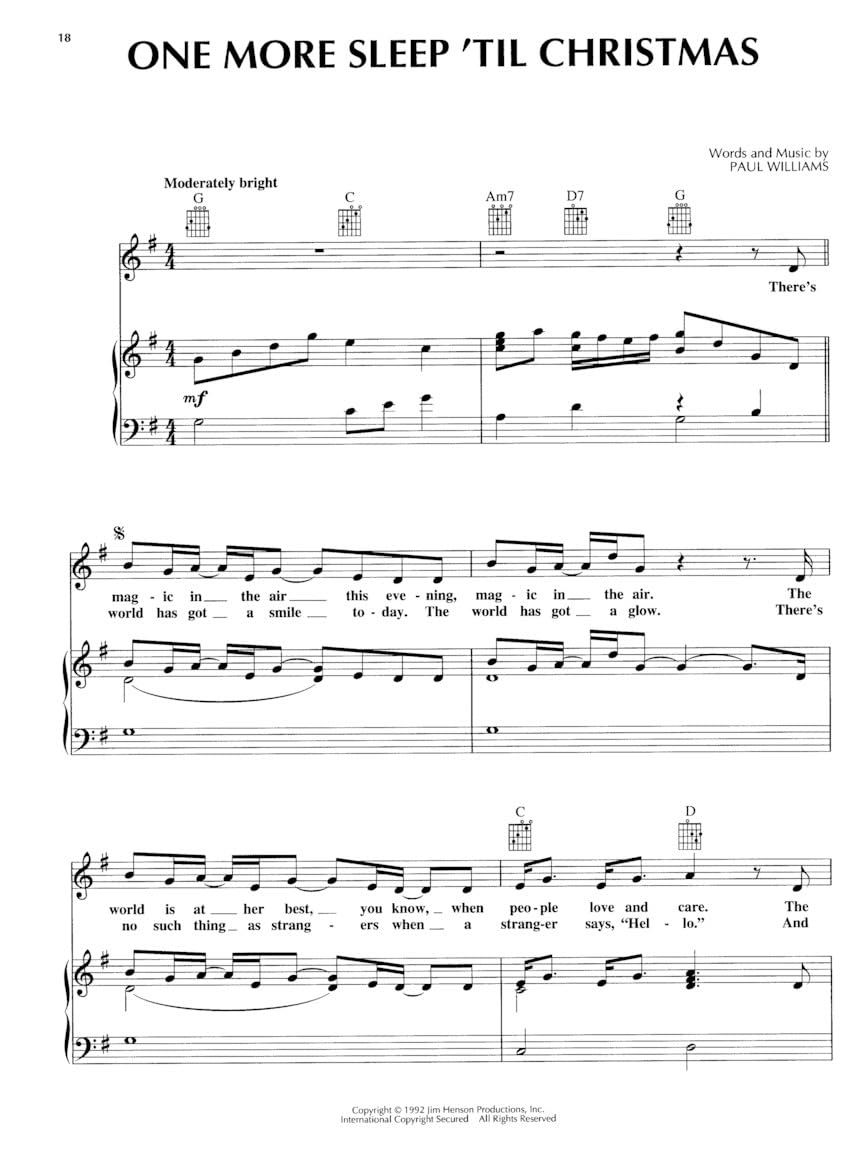 The Muppet Christmas Carol Piano, Vocal and Guitar Chords used book depot