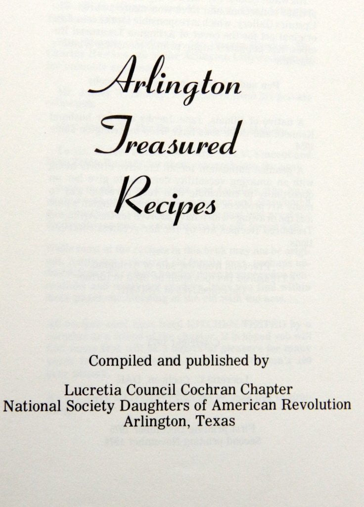 Arlington Treasured Recipes used book depot