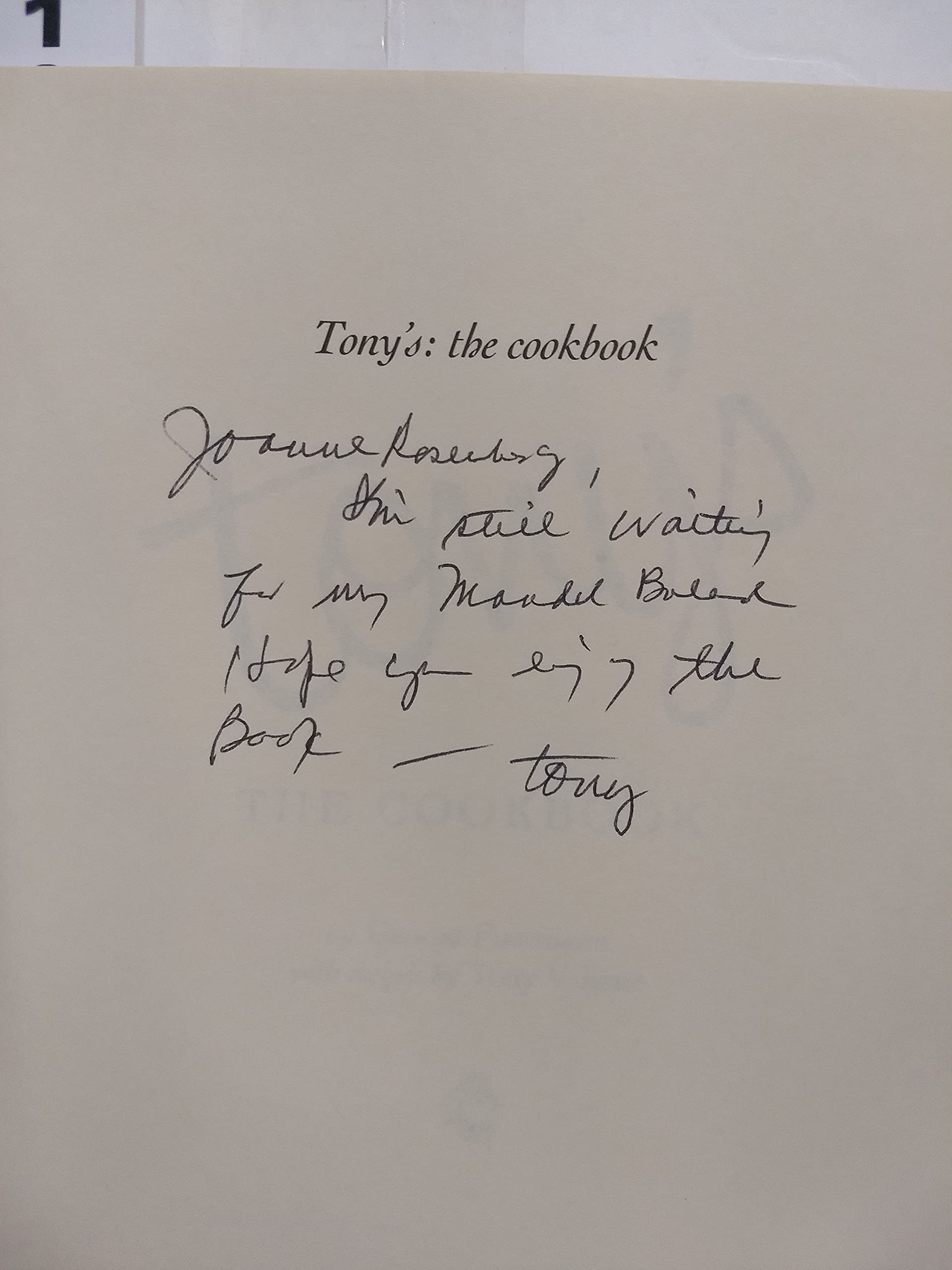 Tony's: The Cookbook used book depot