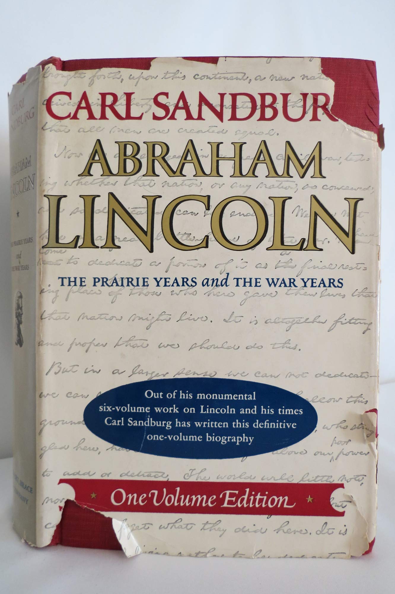 Abraham Lincoln: The Prarie Years and the War Years (One Volume Edition) used book depot