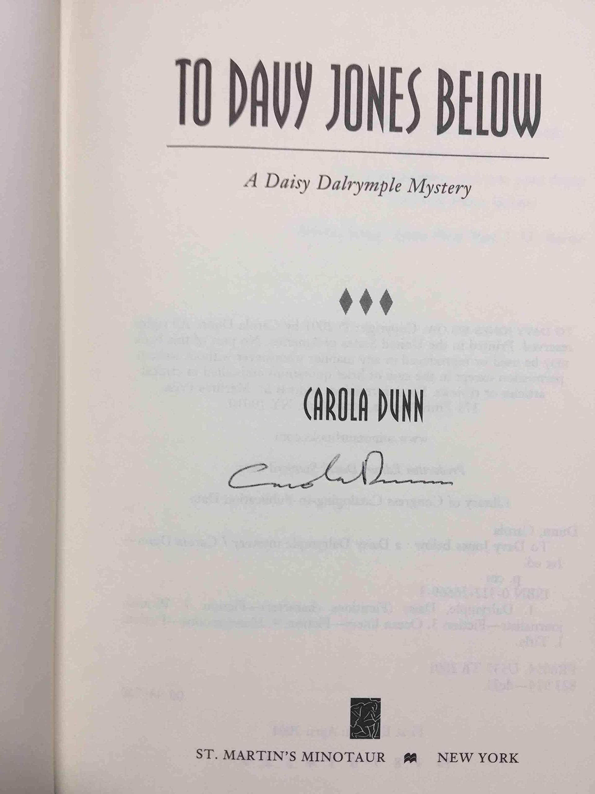 To Davy Jones Below (Daisy Dalrymple Mysteries, No. 9)