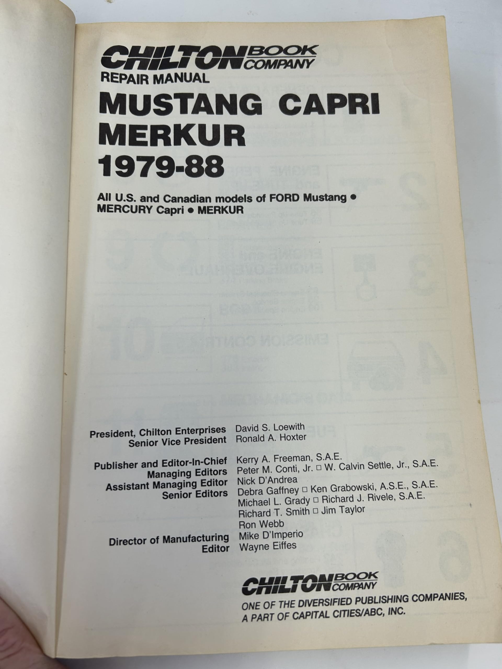 Mustang, Capri, and Merkur: 1979-88 (Chilton Model Specific Automotive Repair Manuals) used book depot