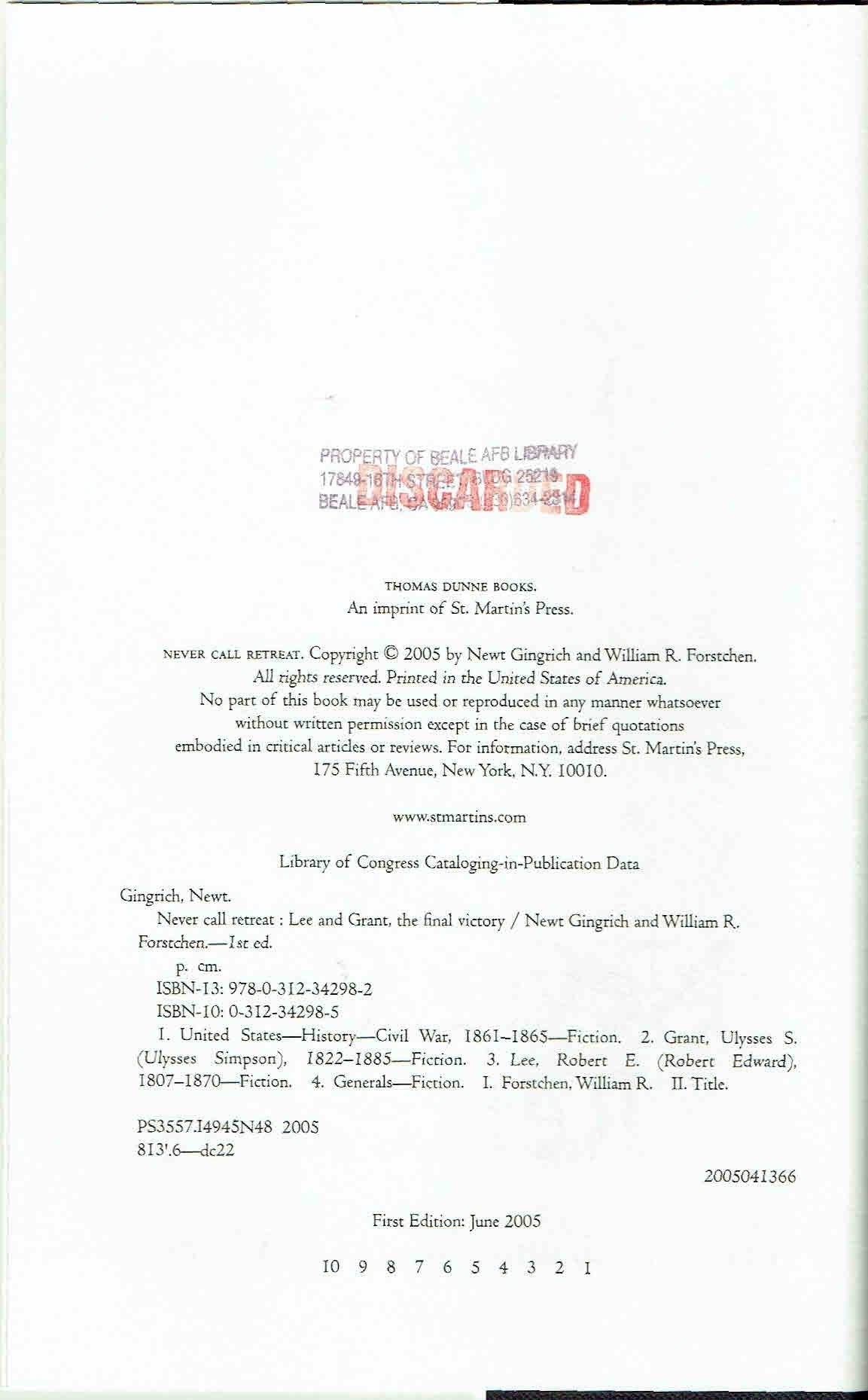 Never Call Retreat: Lee and Grant: The Final Victory used book depot
