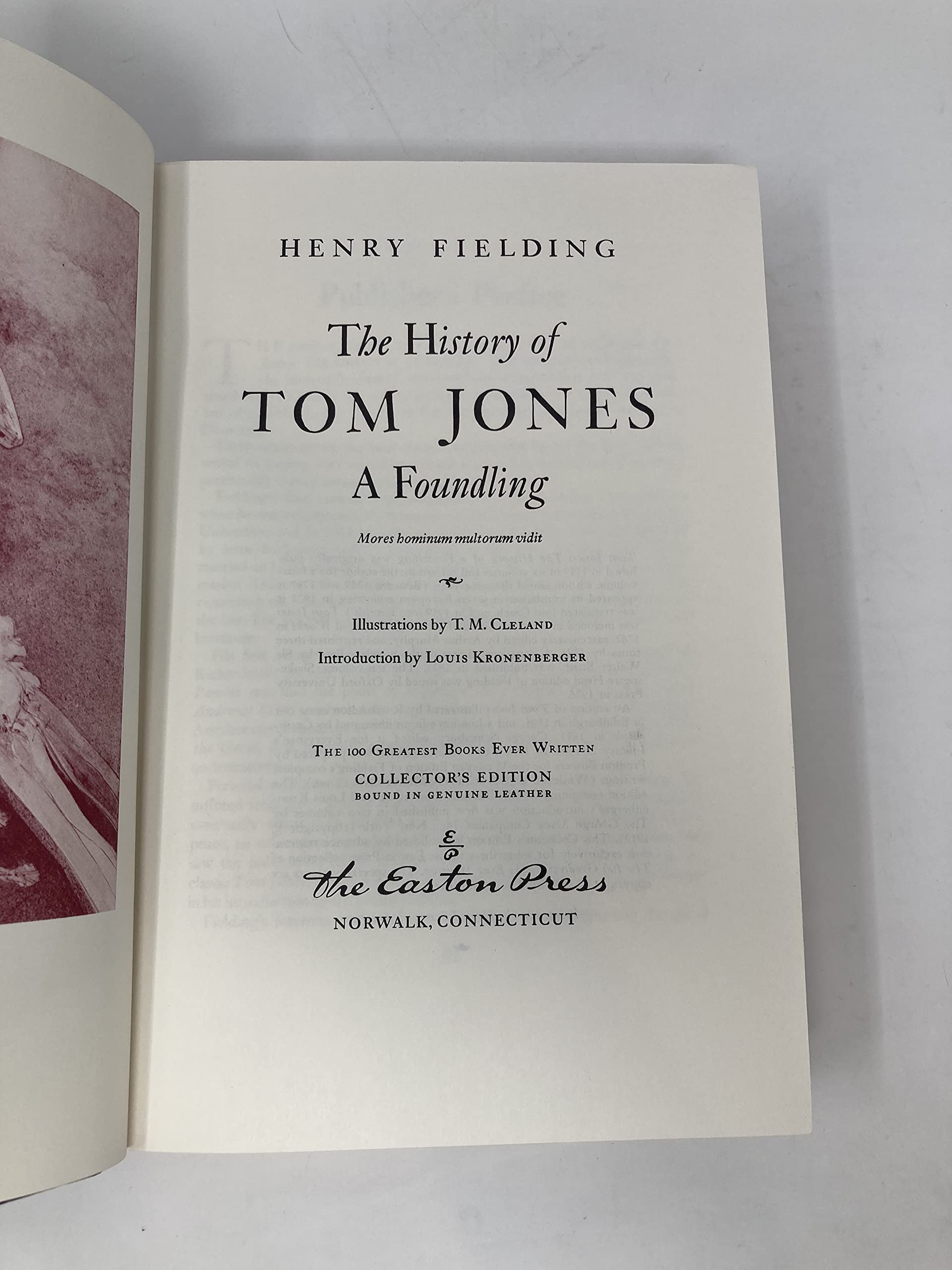 The History of Tom Jones: A Foundling; Collector's Edition in Full Leather. The 100 Greatest Books Ever Written Series used book depot