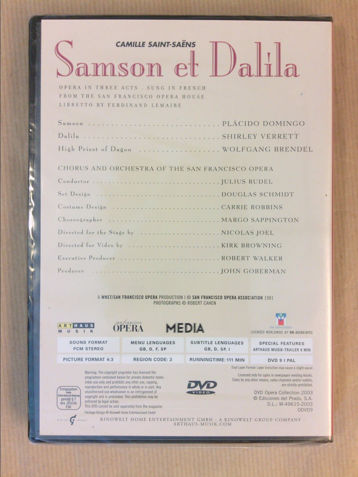 Saint-Saens - Samson et Dalila / Rudel, Domingo, Verrett, San Francisco Opera used book depot