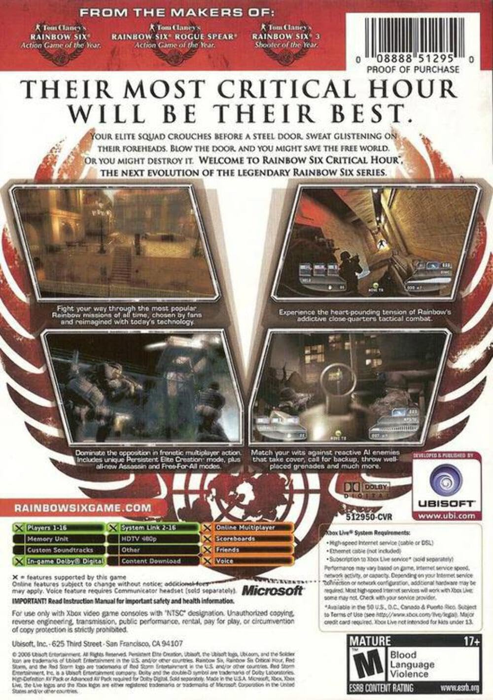 Tom Clancy's Rainbow Six Critical Hour - Xbox used book depot