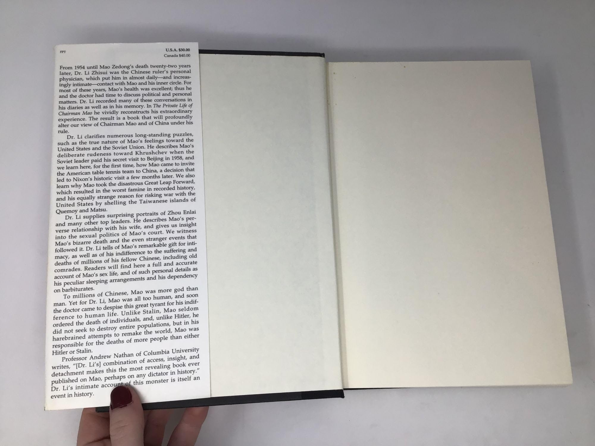 THE PRIVATE LIFE OF CHAIRMAN MAO: The Memoirs of Mao's Personal Physician Dr. Li Zhisui used book depot