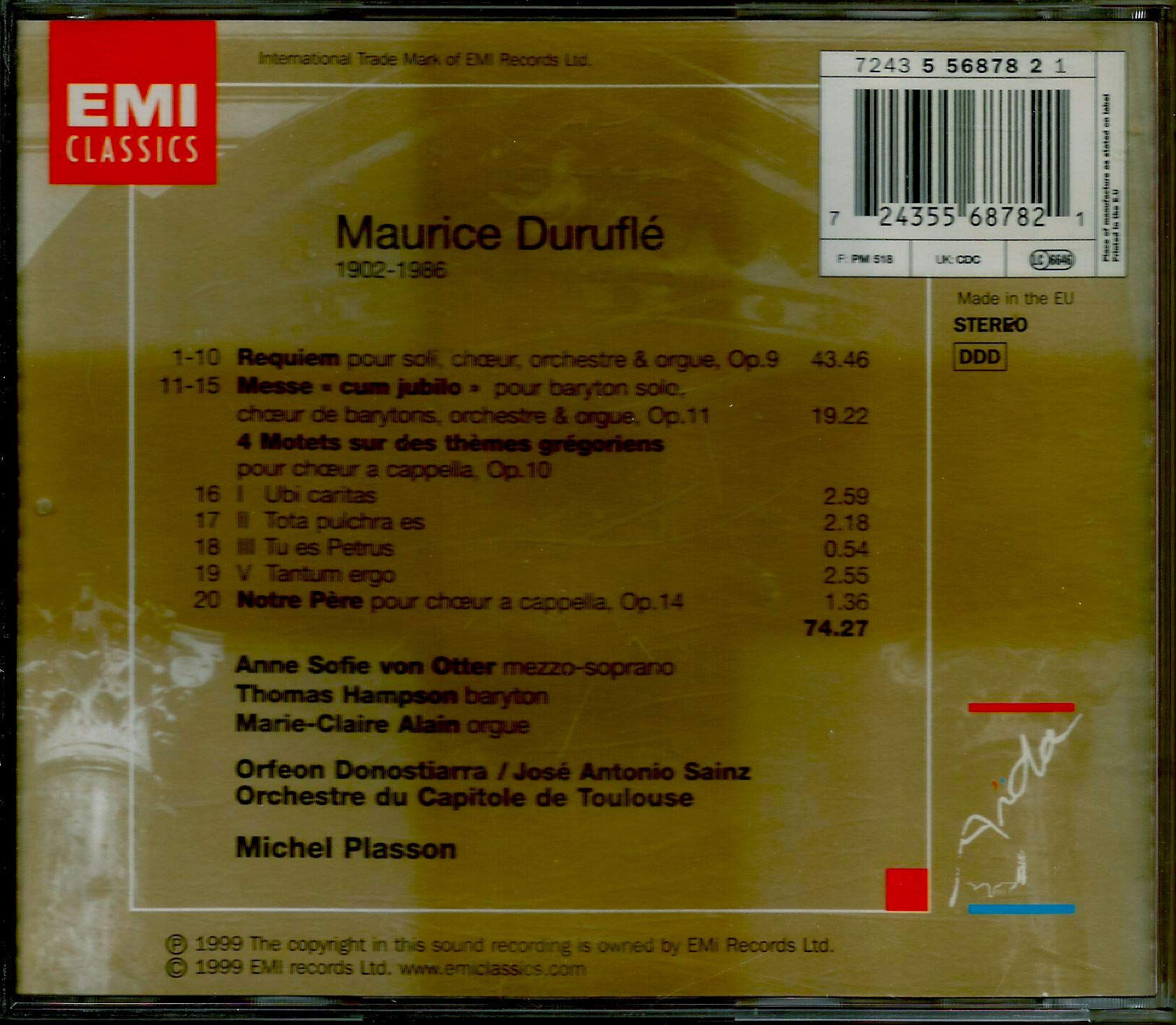 Durufle: Requiem, Mass-Con Jubilo, Motets / Plasson, von Otter used book depot