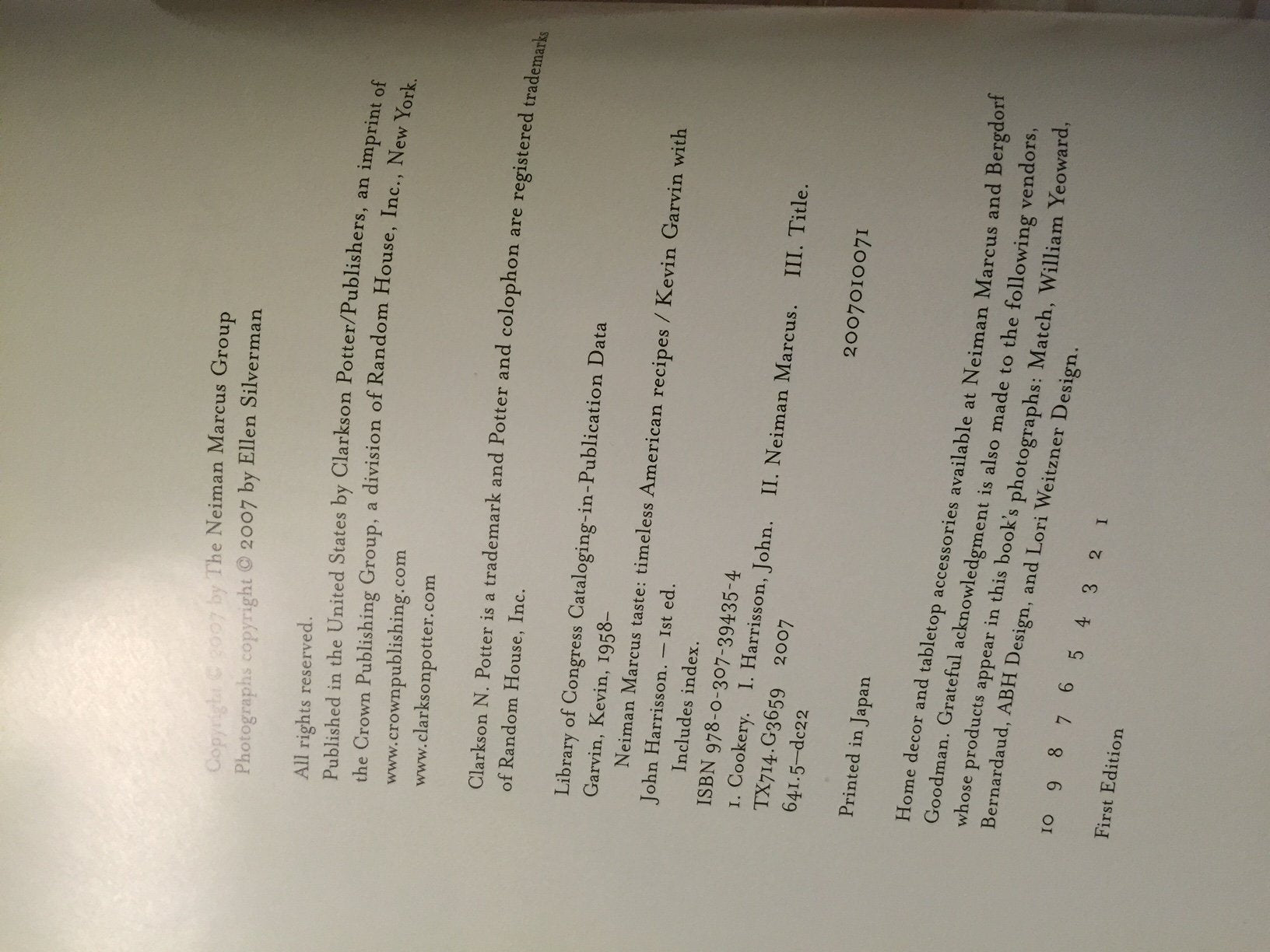 Neiman Marcus Taste: Timeless American Recipes used book depot