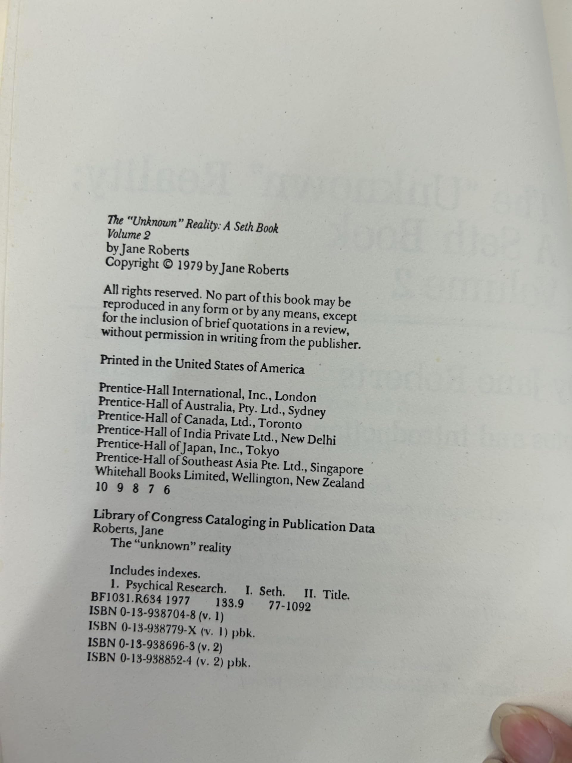 The "Unknown" Reality: A Seth Book, Vol.2 used book depot