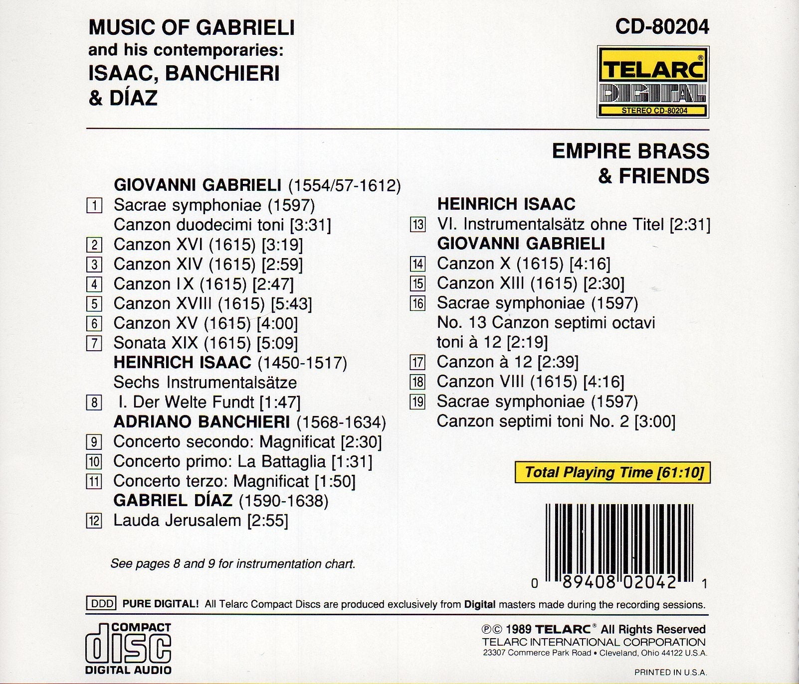Music of Gabrieli (& His Contemporaries) used book depot