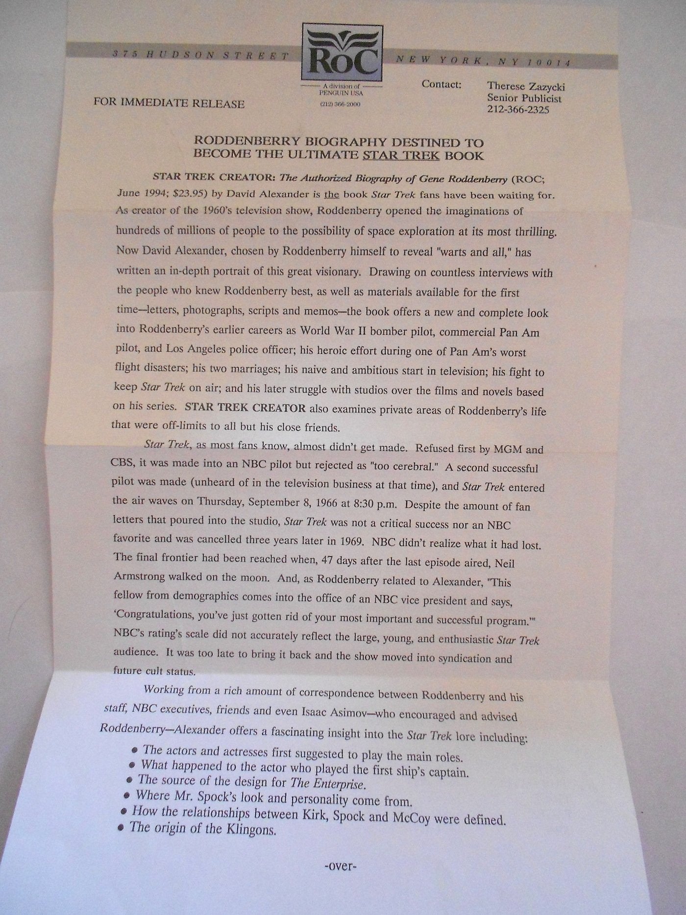 Star Trek Creator: The Authorized Biography of Gene Roddenberry used book depot