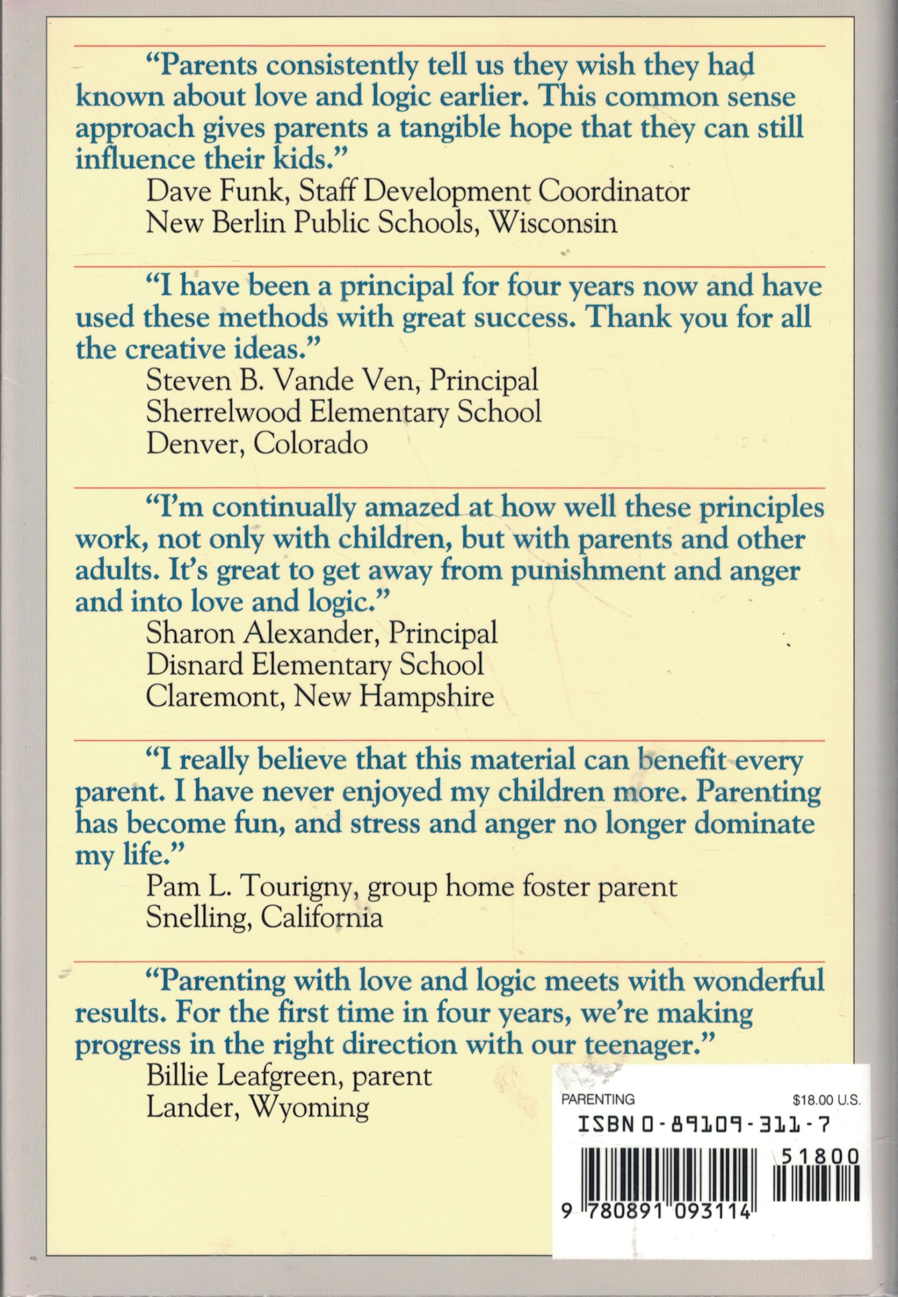 Parenting With Love and Logic : Teaching Children Responsibility used book depot