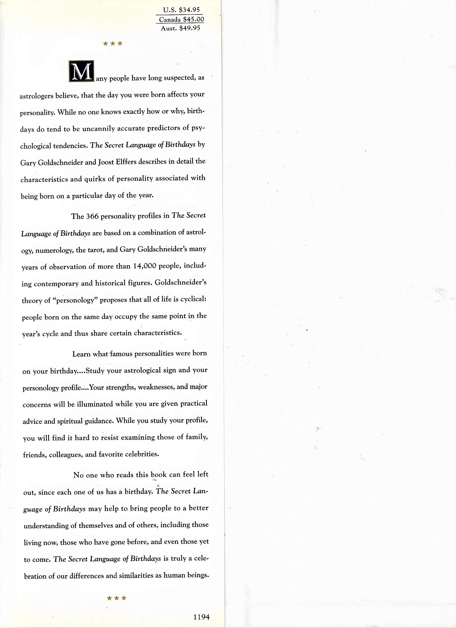 The Secret Language of Birthdays: Personology Profiles for Each Day of the Year used book depot