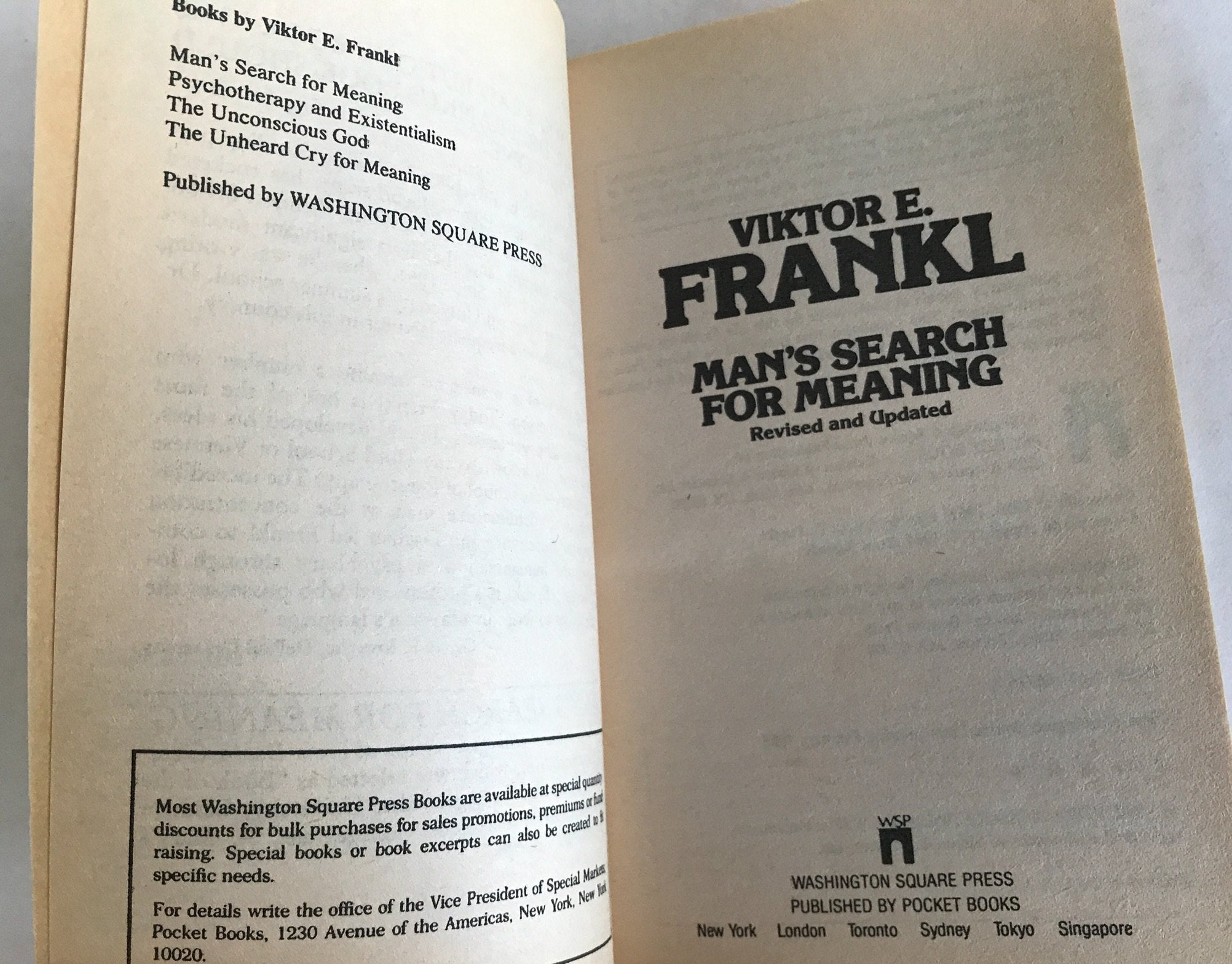 MAN SEARCH FOR MEANING used book depot