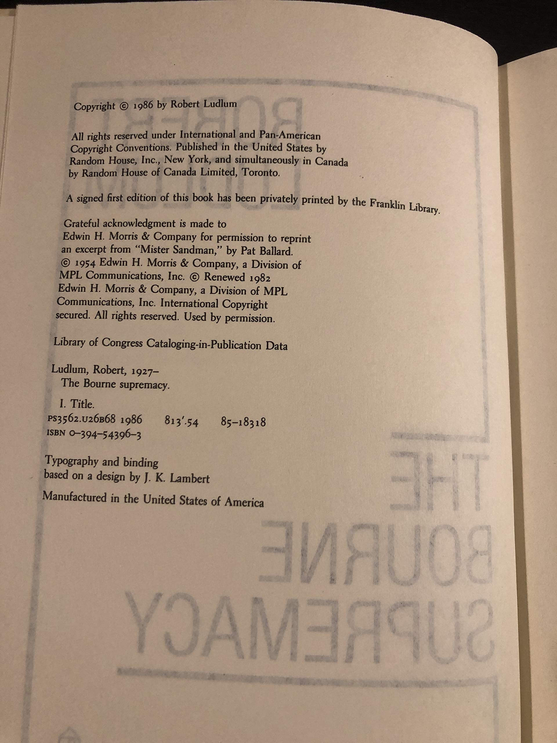 The Bourne Supremacy used book depot