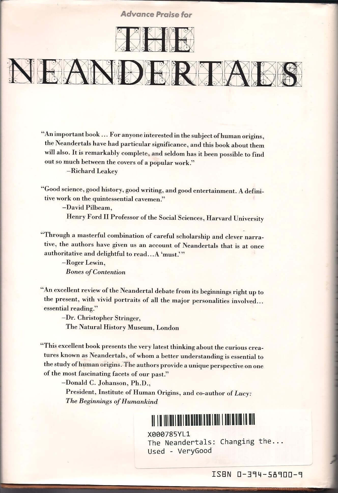 The Neandertals: Changing the Image of Mankind used book depot