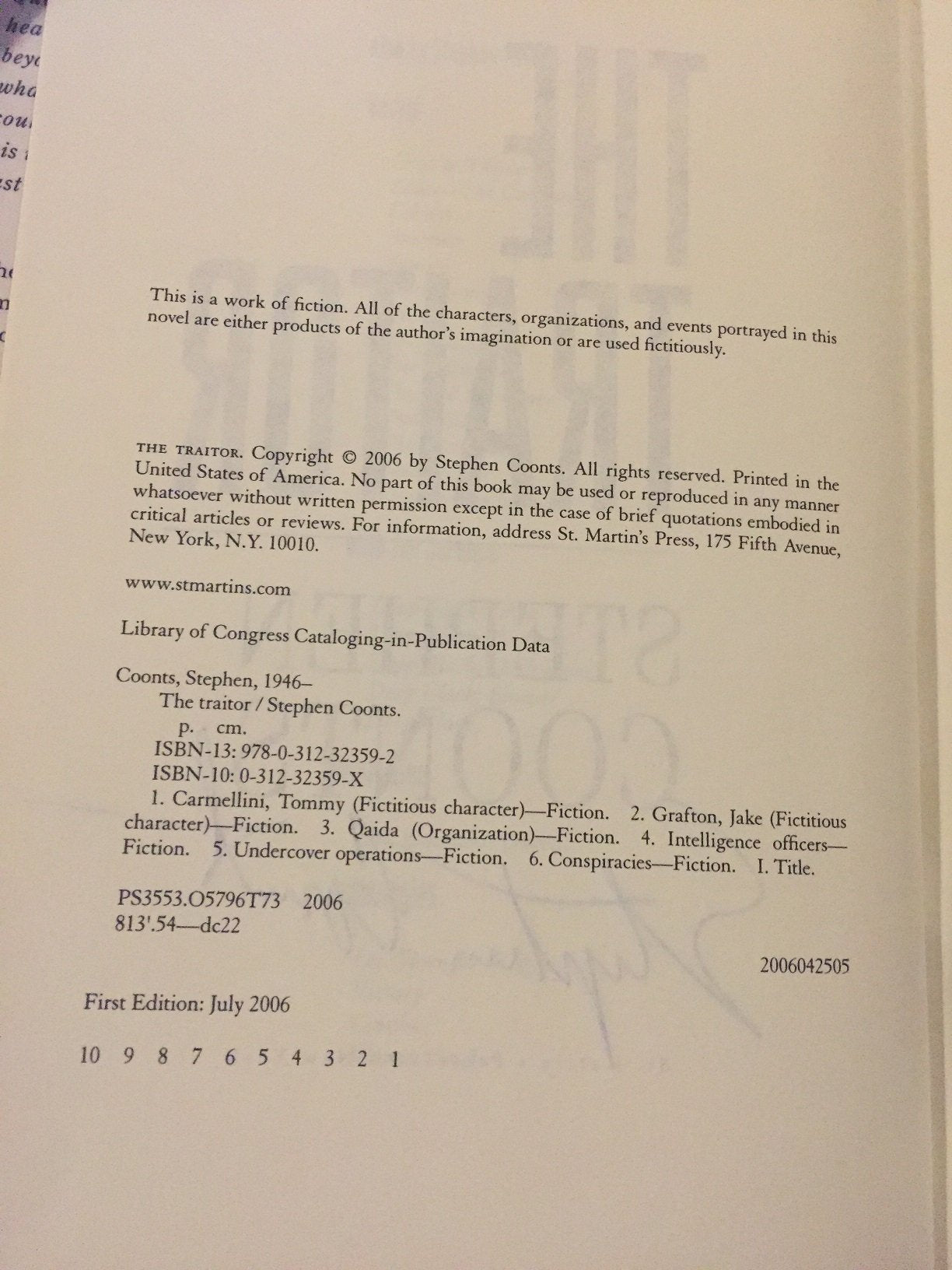 The Traitor (Tommy Carmellini, Book 2) used book depot