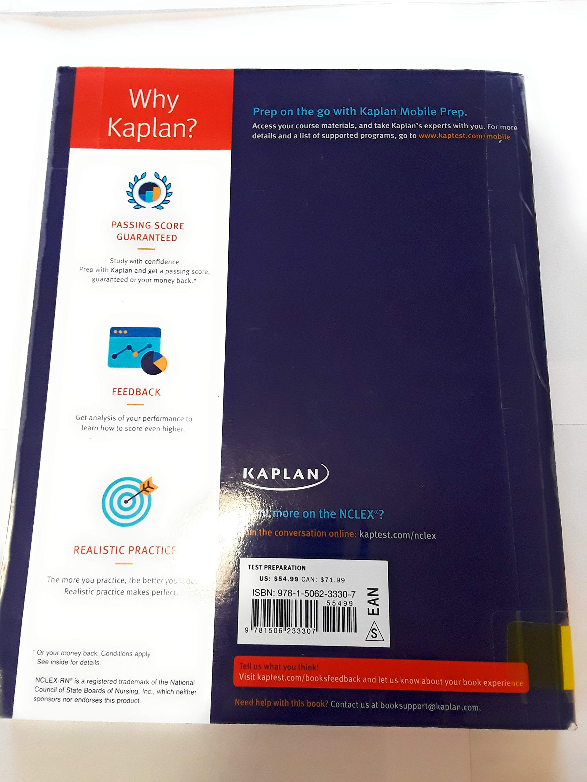 NCLEX-RN Prep Plus 2018: 2 Practice Tests + Proven Strategies + Online + Video (Kaplan Test Prep) used book depot