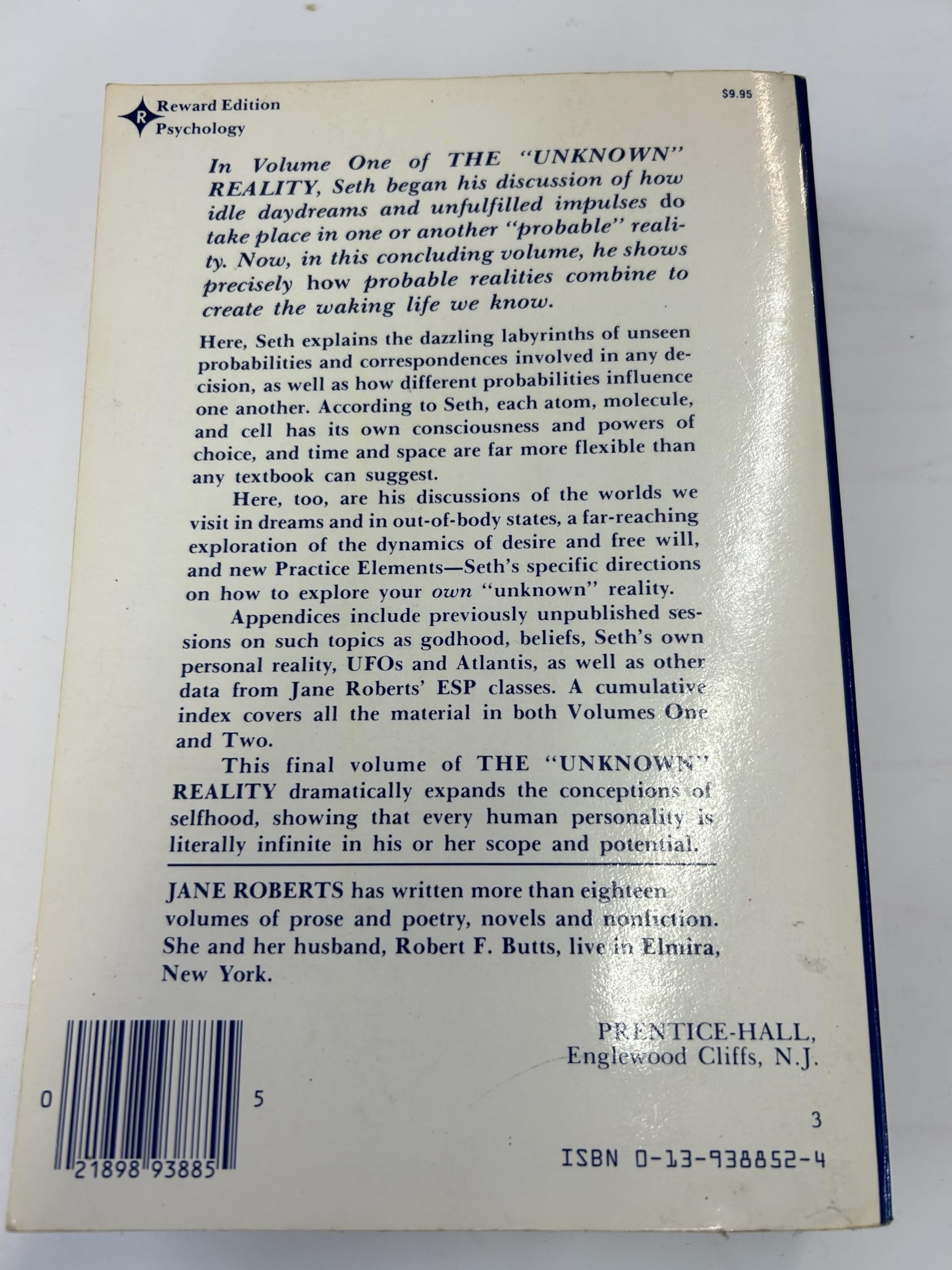 The "Unknown" Reality: A Seth Book, Vol.2 used book depot