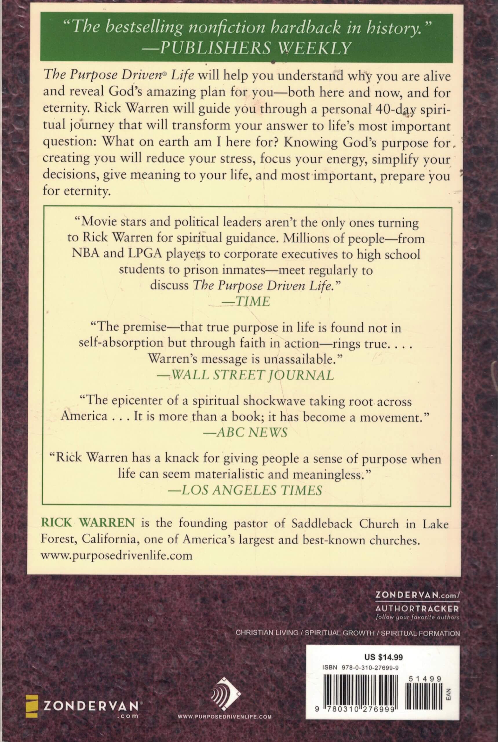 The Purpose Driven® Life: What on Earth Am I Here For? used book depot