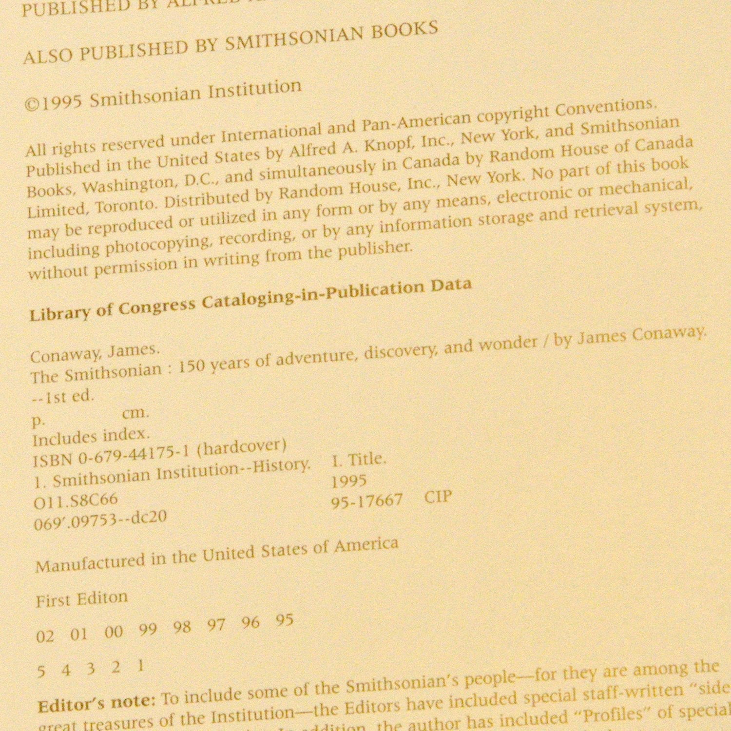 The Smithsonian: 150 Years of Adventure, Discovery, and Wonder used book depot