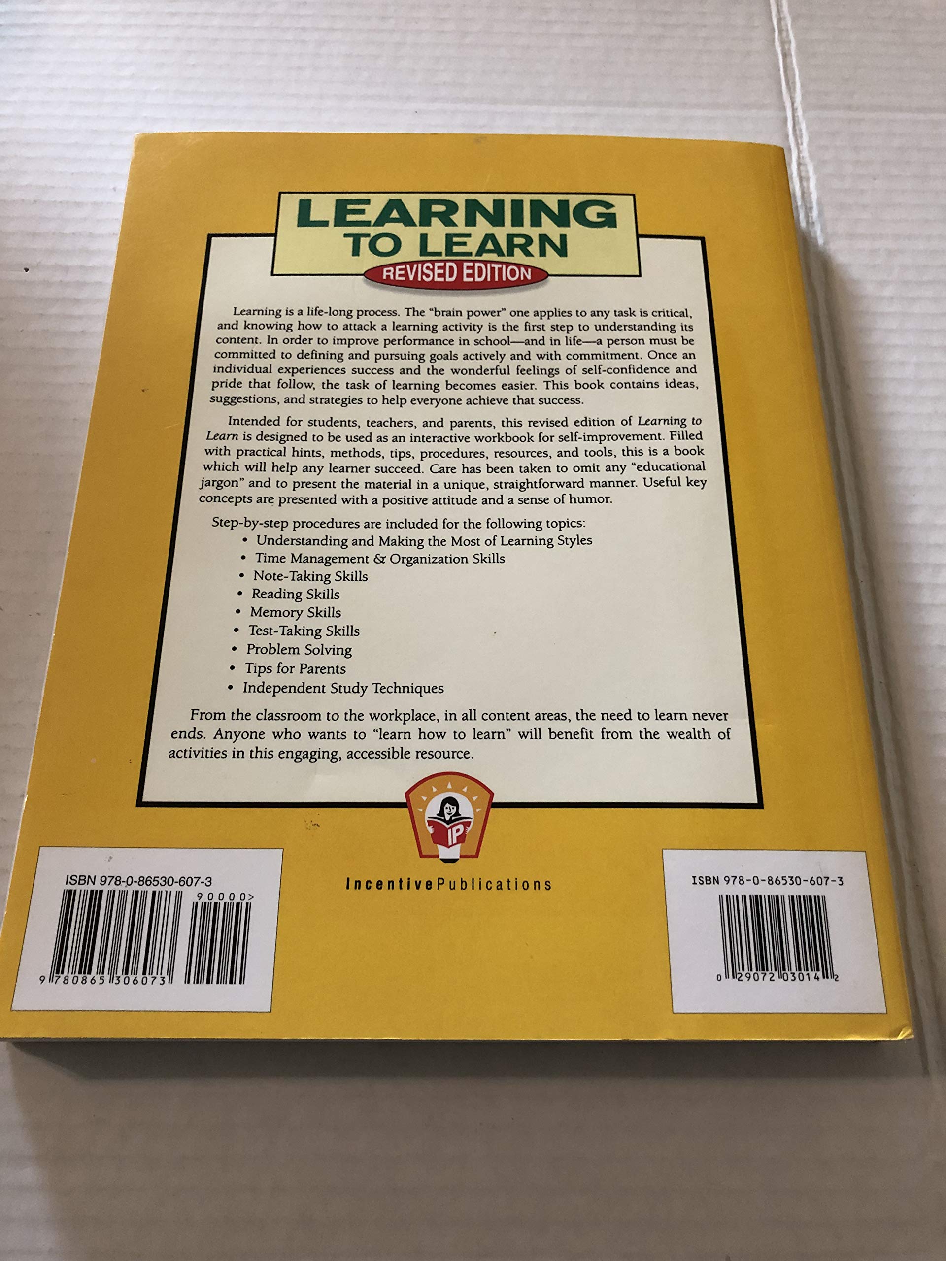 Learning to Learn, Revised Edition: Strengthening Study Skills & Brain Power used book depot