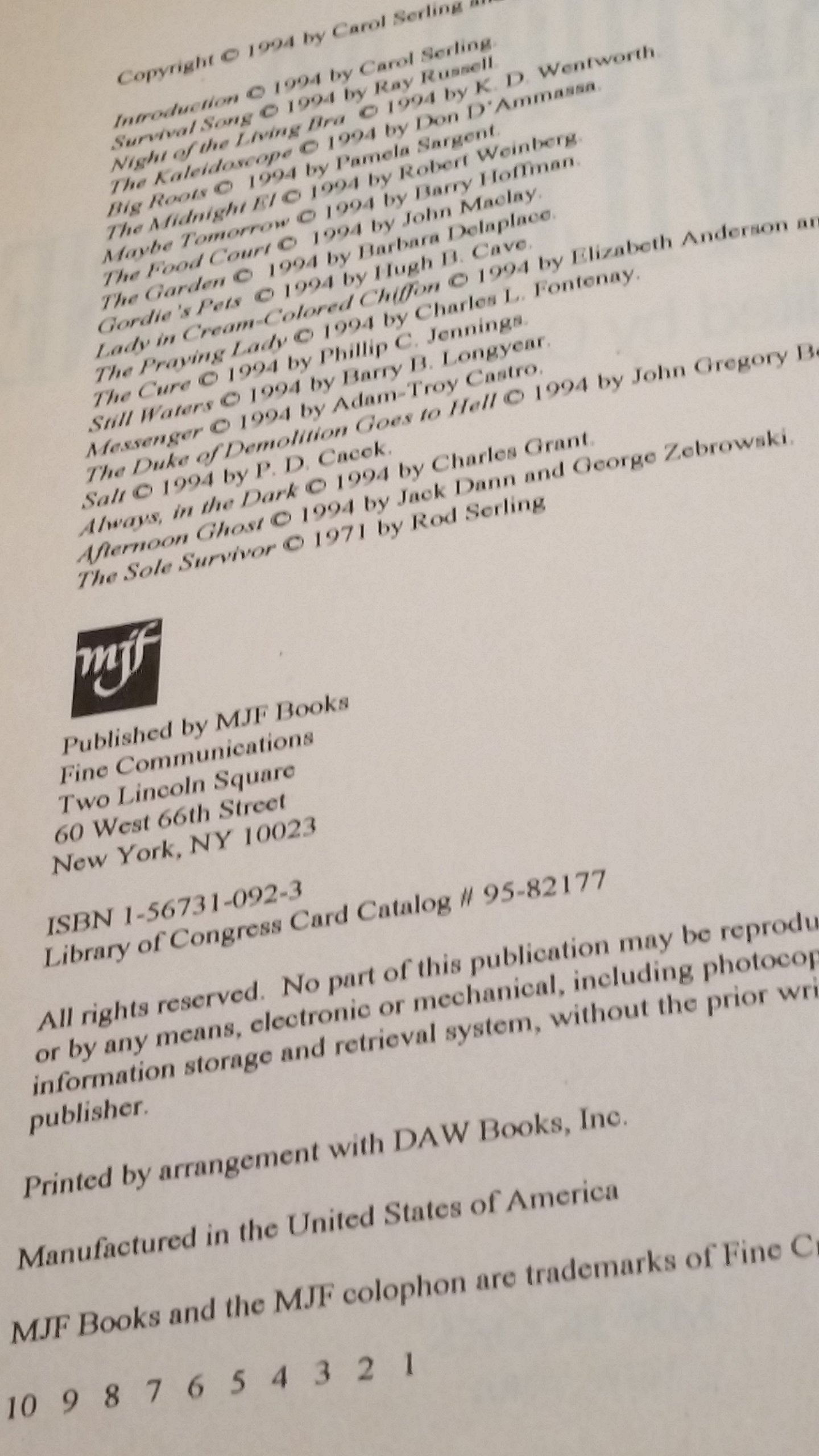 Return to the Twilight Zone: Nineteen Nerve Shattering Stories used book depot