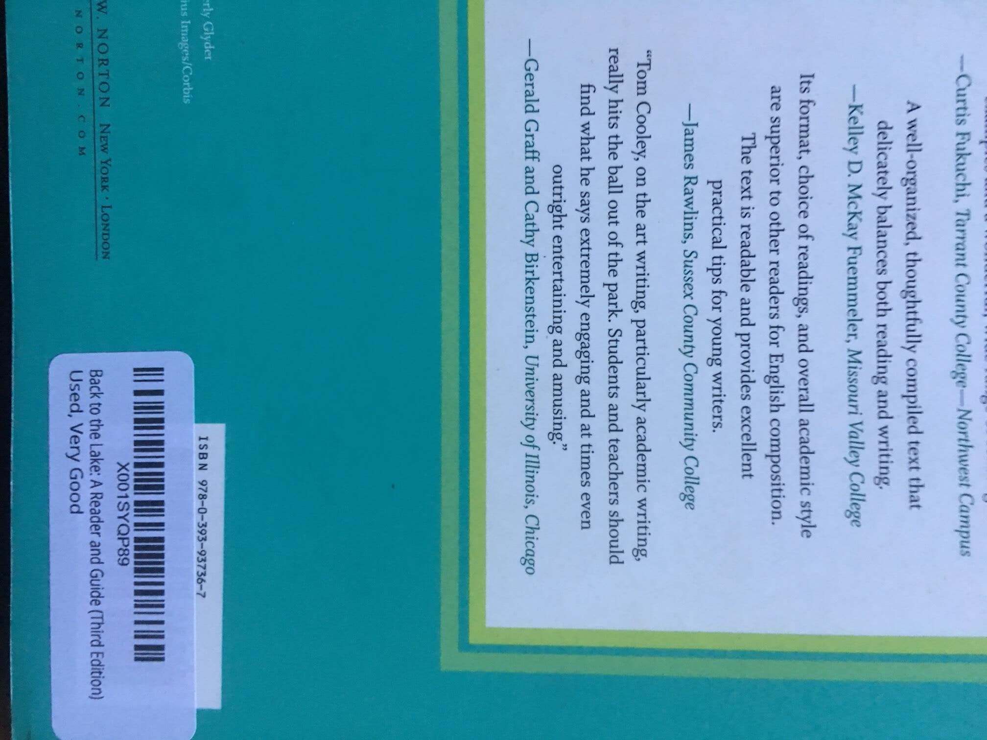 Back to the Lake: A Reader and Guide used book depot