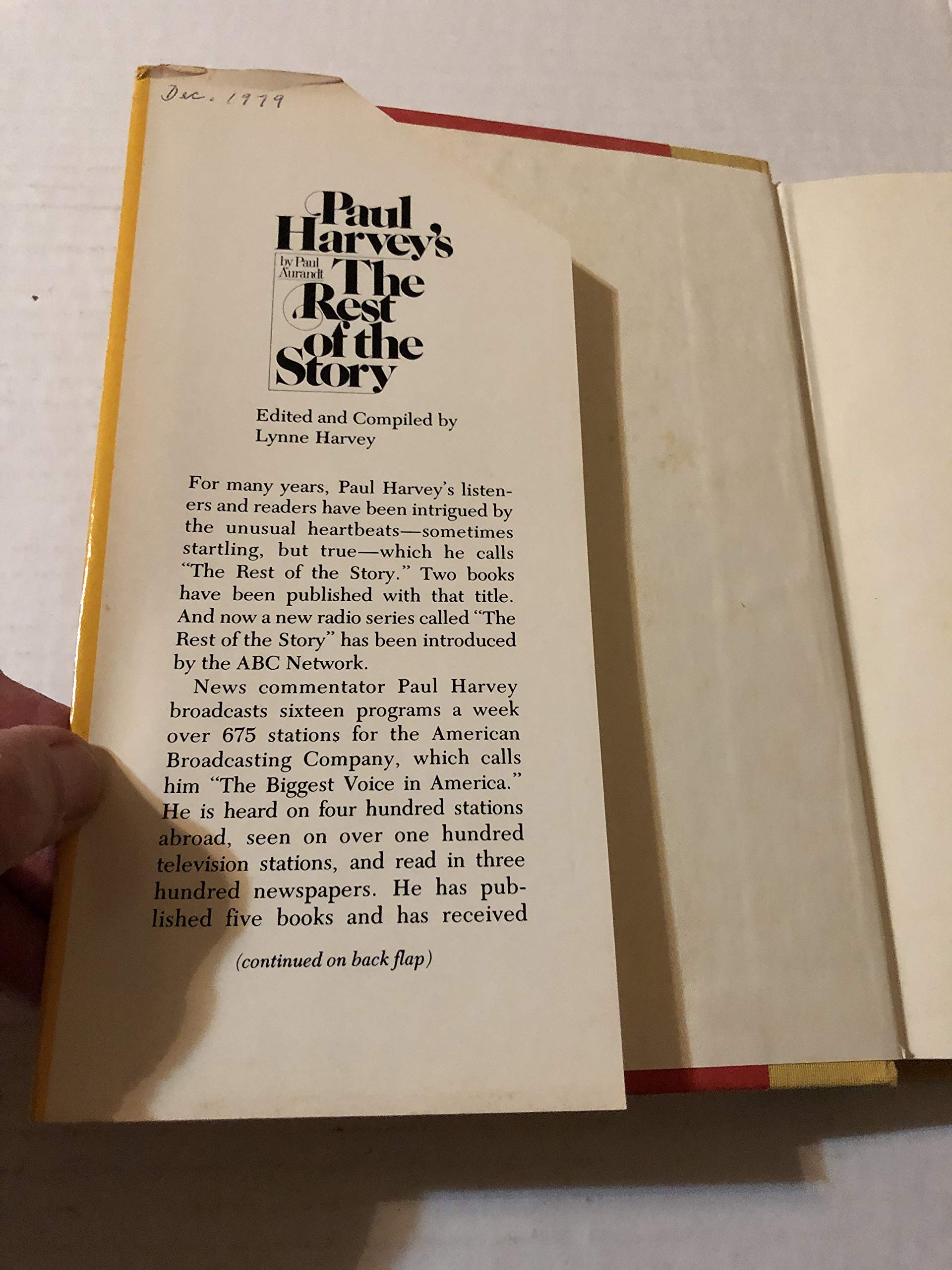 Paul Harvey's the Rest of the Story used book depot