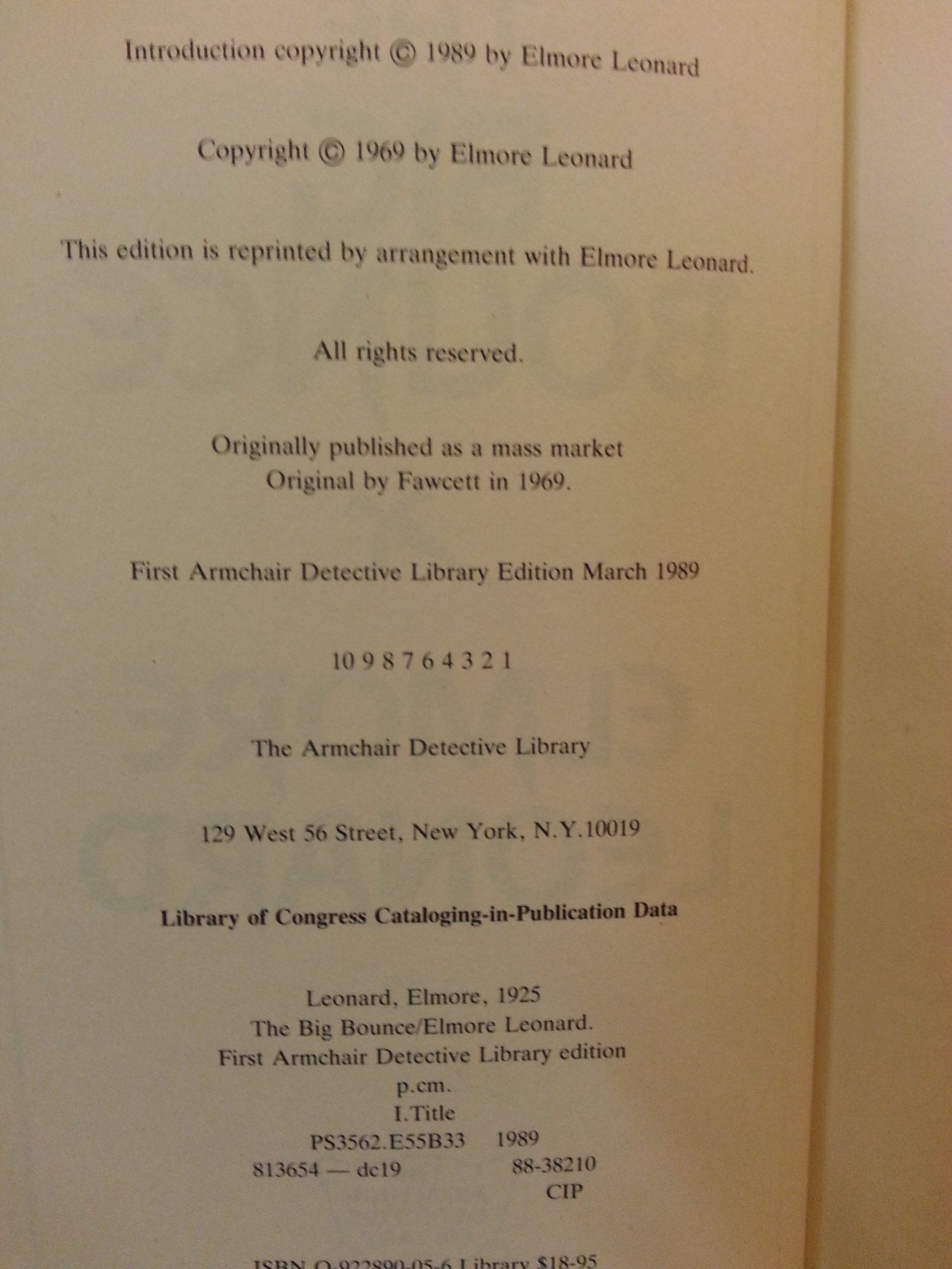 The Big Bounce (Armchair Detective Library) used book depot