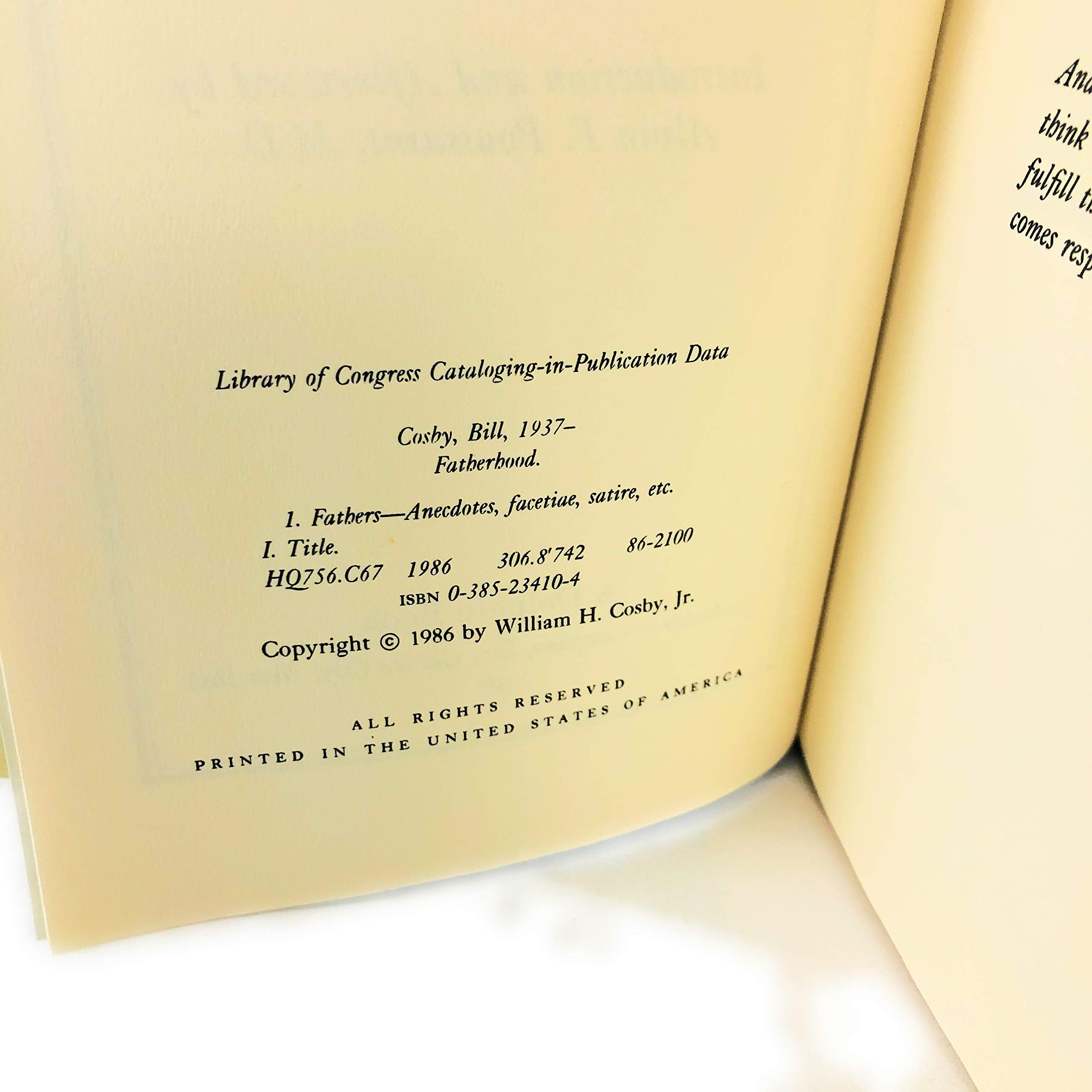 Fatherhood; introduction and afterword by Alvin F. Poussaint. used book depot