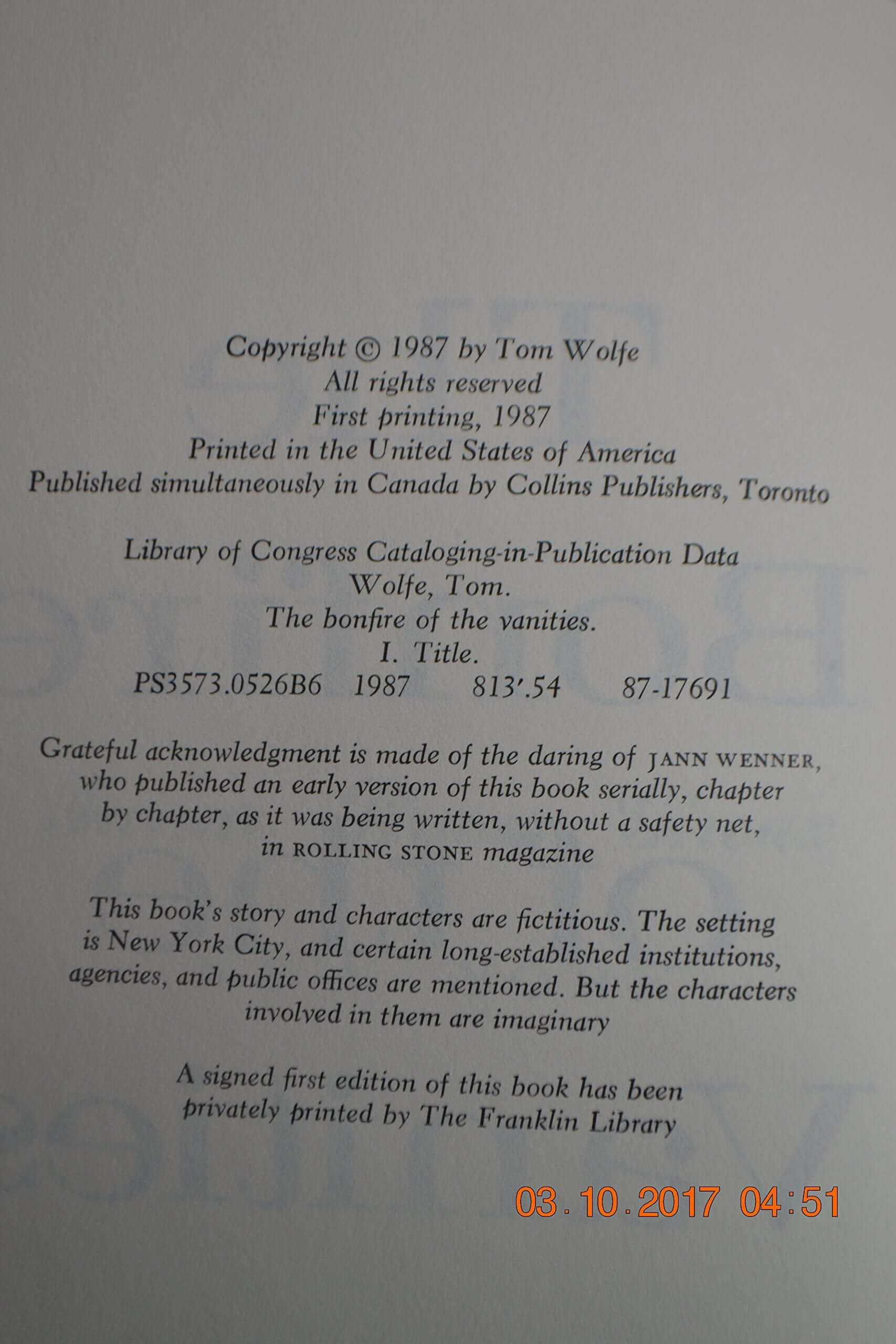 The Bonfire of The Vanities used book depot