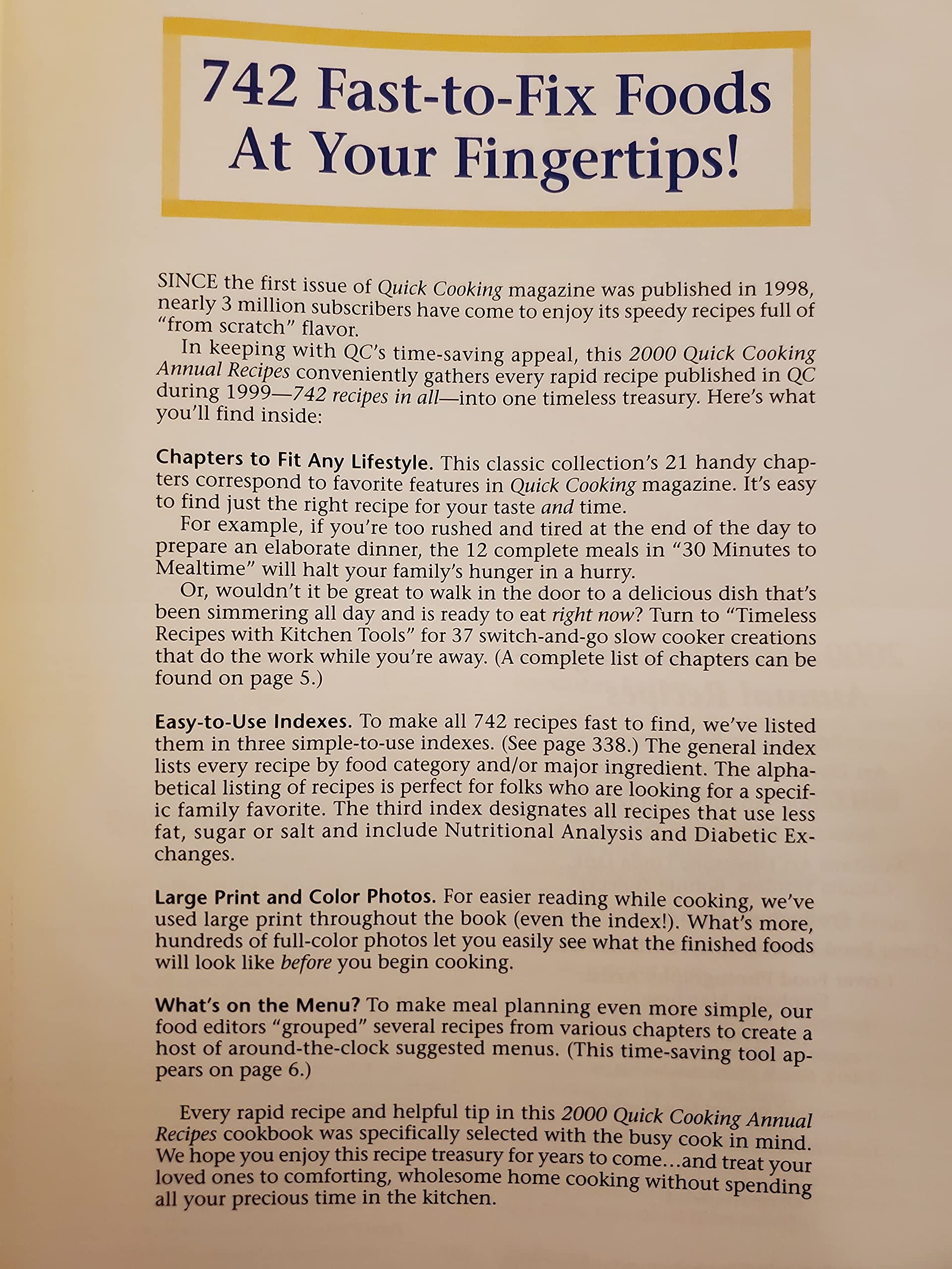 2000 Taste of Home's Quick Cooking Annual Recipes used book depot