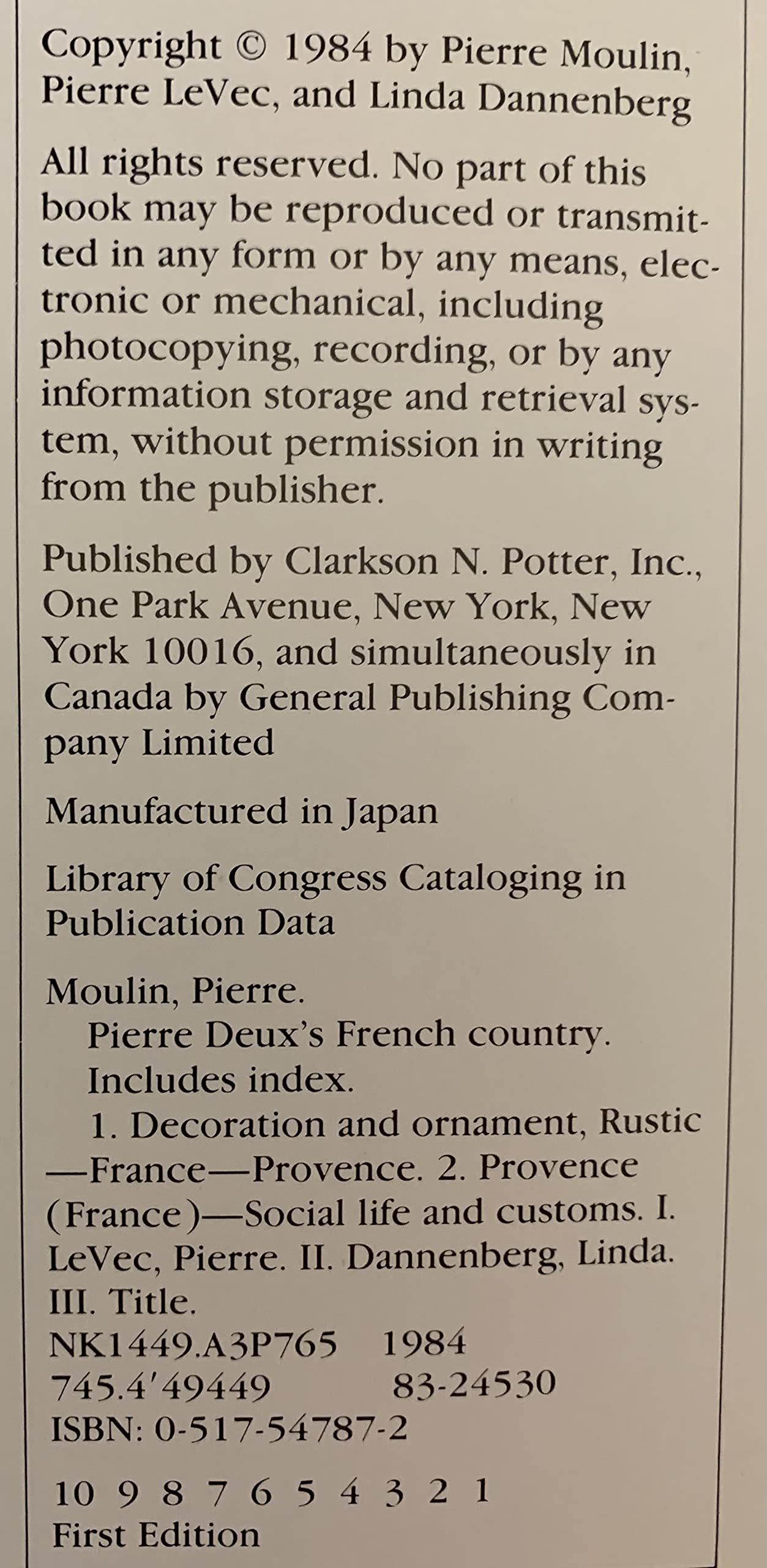 Pierre Deux's French Country: A Style and Source Book used book depot