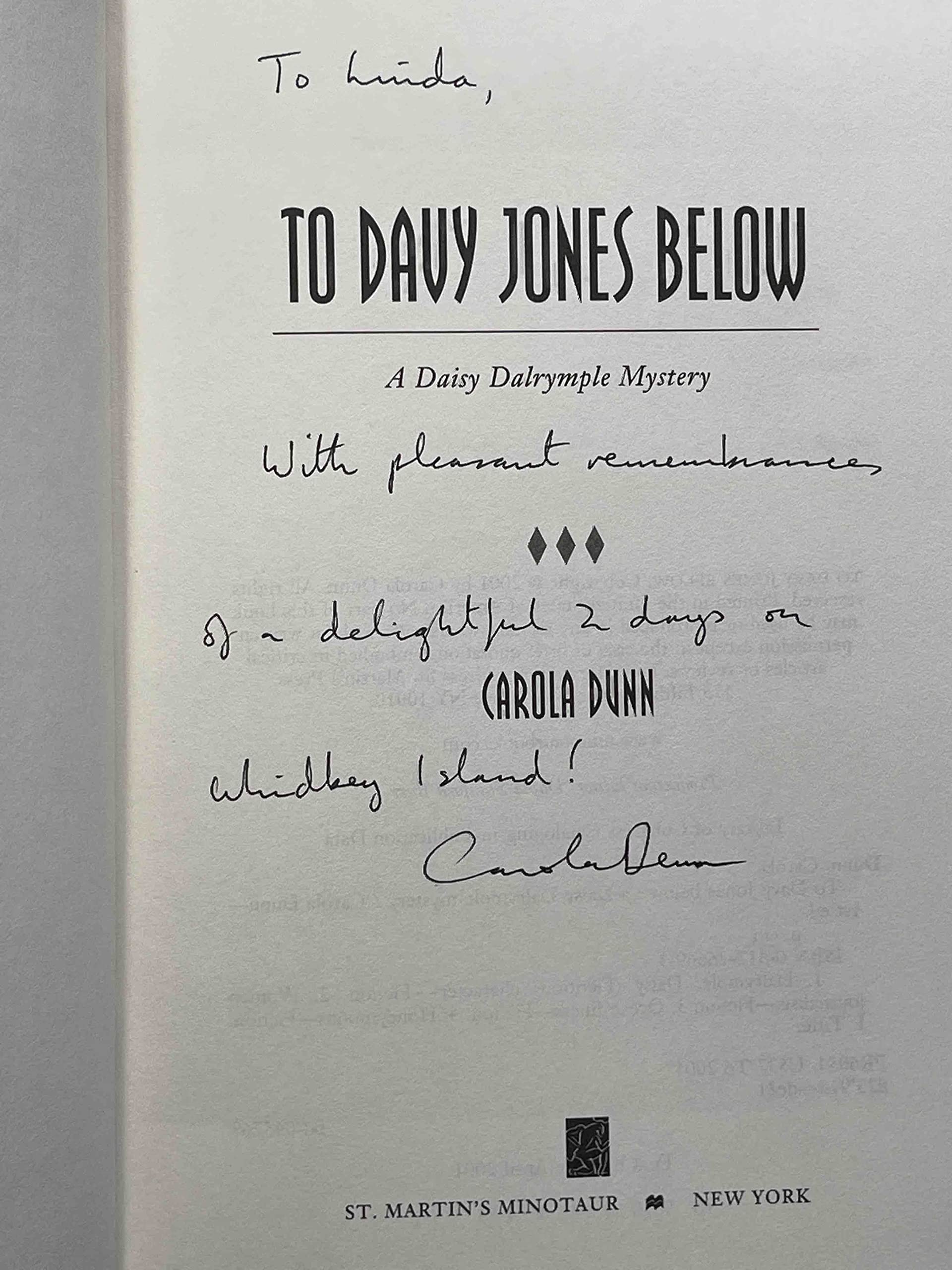 To Davy Jones Below (Daisy Dalrymple Mysteries, No. 9)