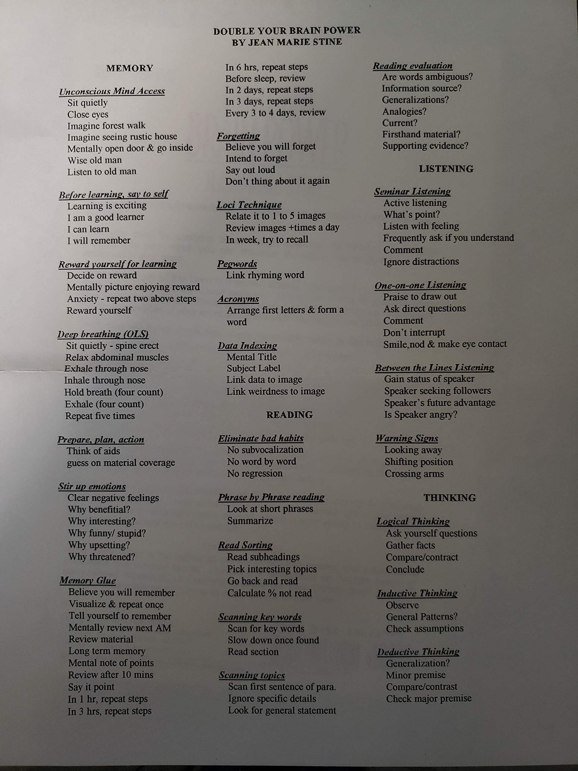 Double Your Brain Power: Increase Your Memory by Using All of Your Brain All the Time used book depot