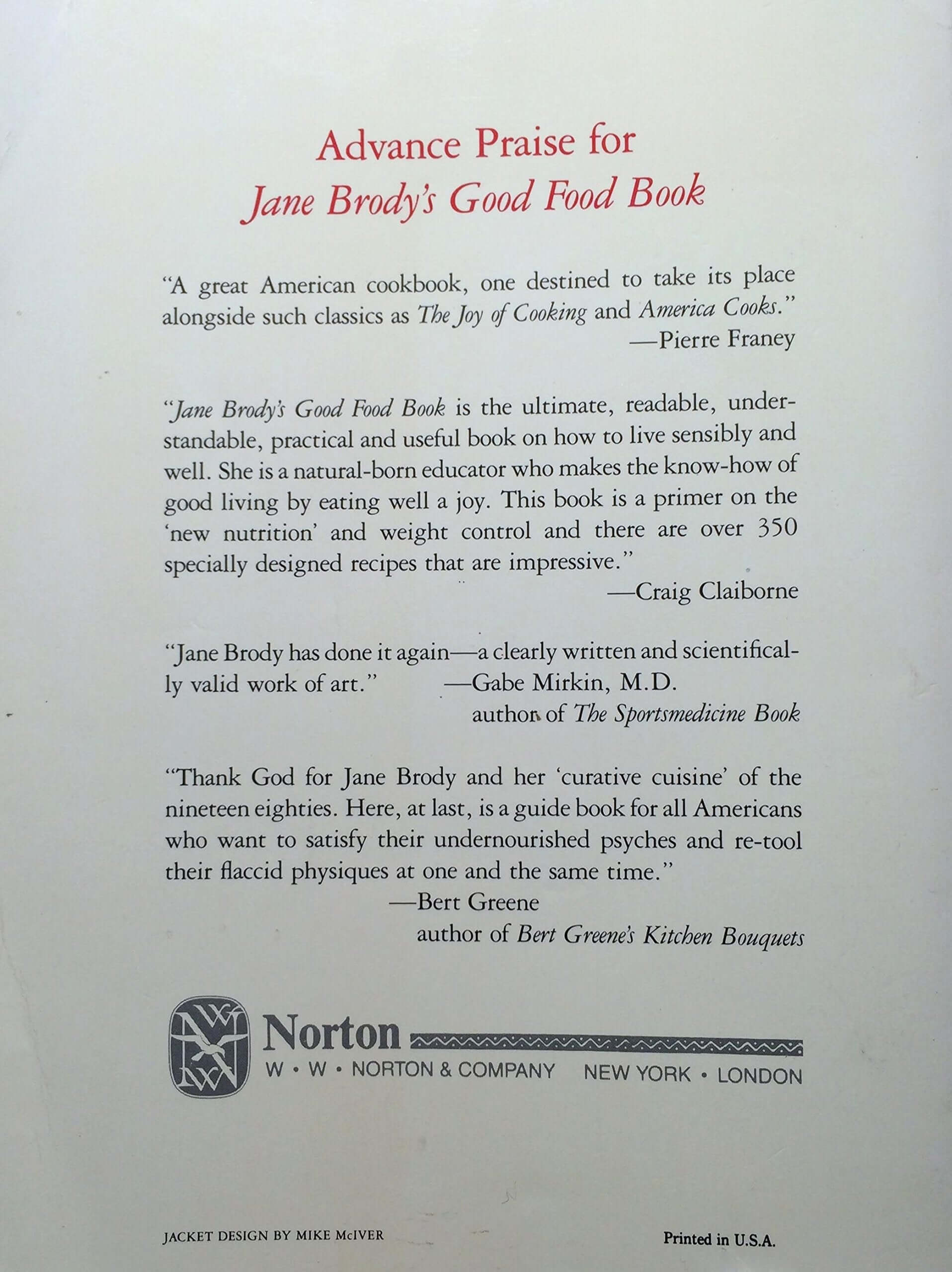 Jane Brody's Good Food Book: Living the High Carbohydrate Way used book depot