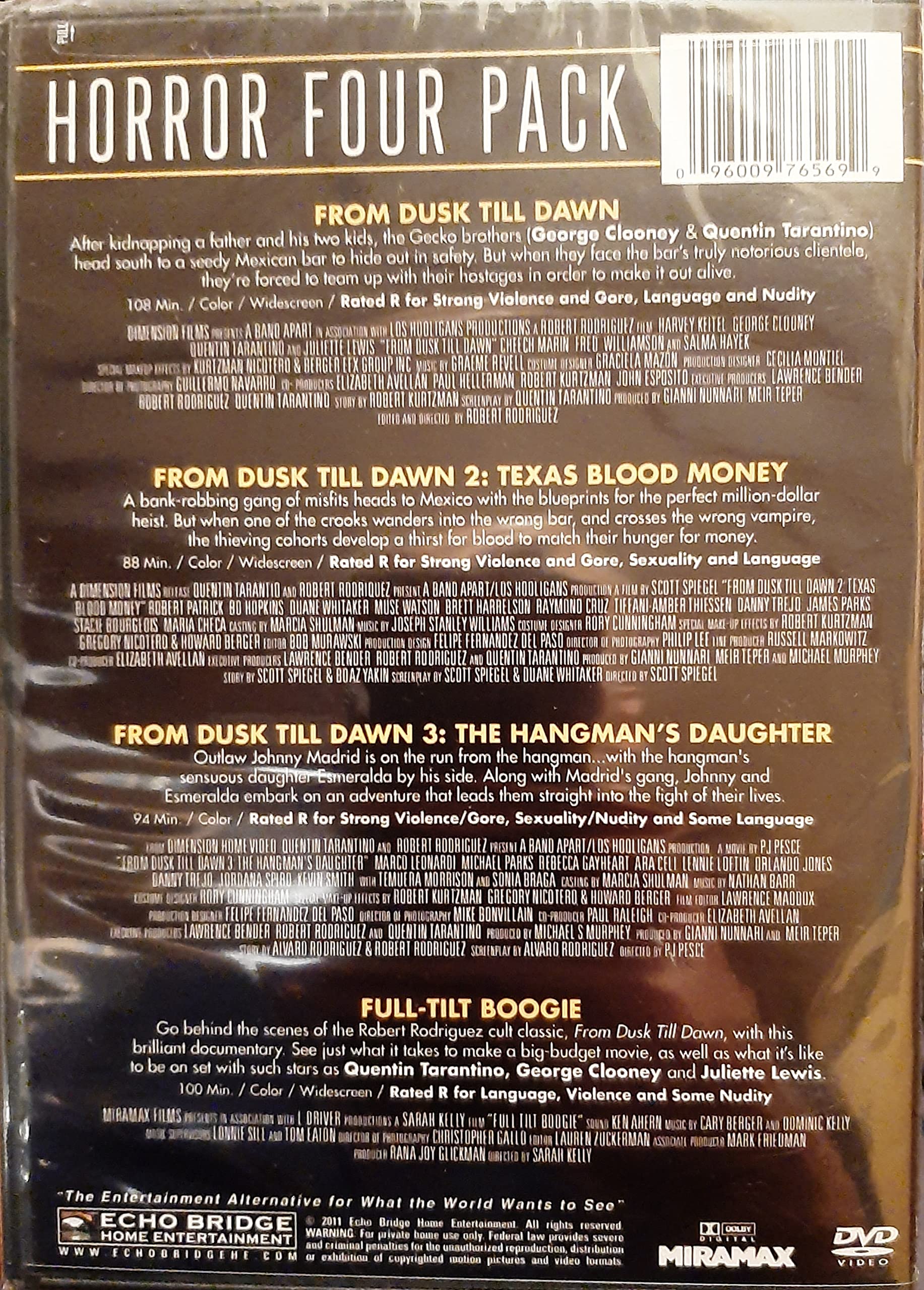 Miramax From Dusk Till Dawn Collection: From Dusk Till Dawn / Full-Tilt Boogie / From Dusk Till Dawn 2: Texas Blood Money / From Dusk Till Dawn 3: The Hangman's Daughter used book depot