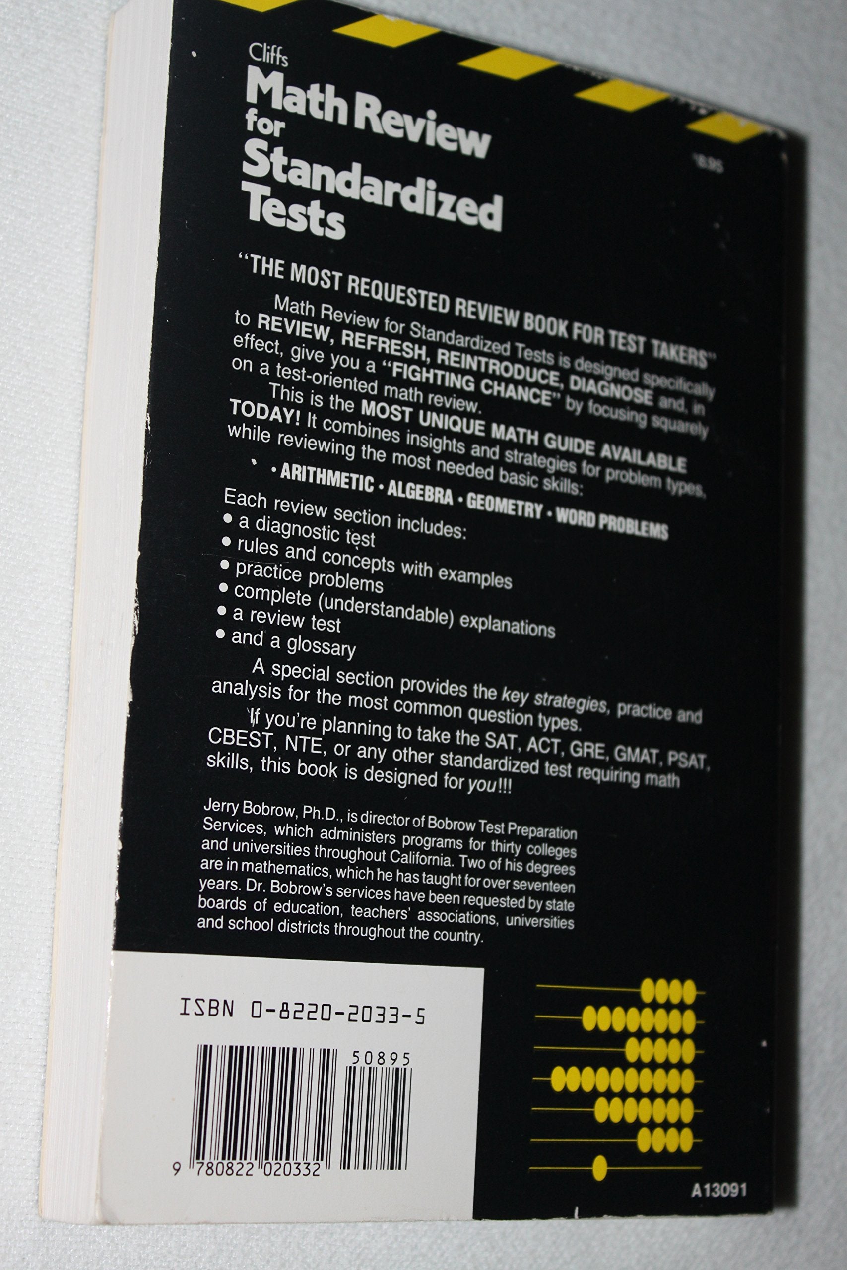 Math Review For Standardized Tests (Cliffs Test Prep) used book depot