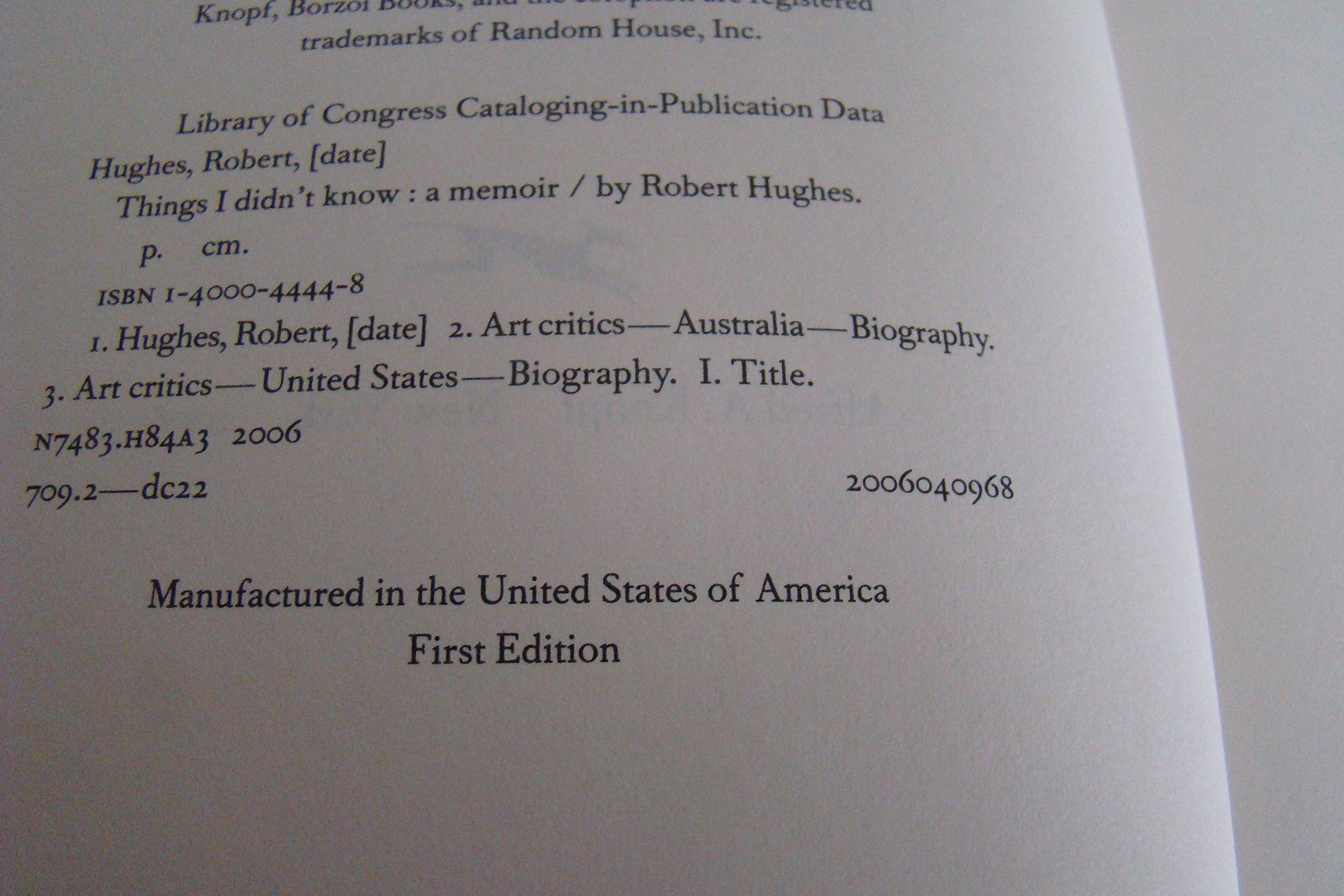 Things I Didn't Know: A Memoir used book depot