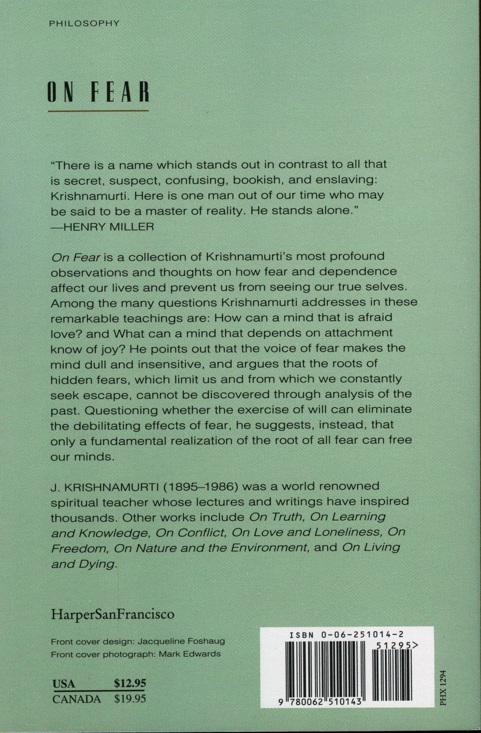 On Fear used book depot