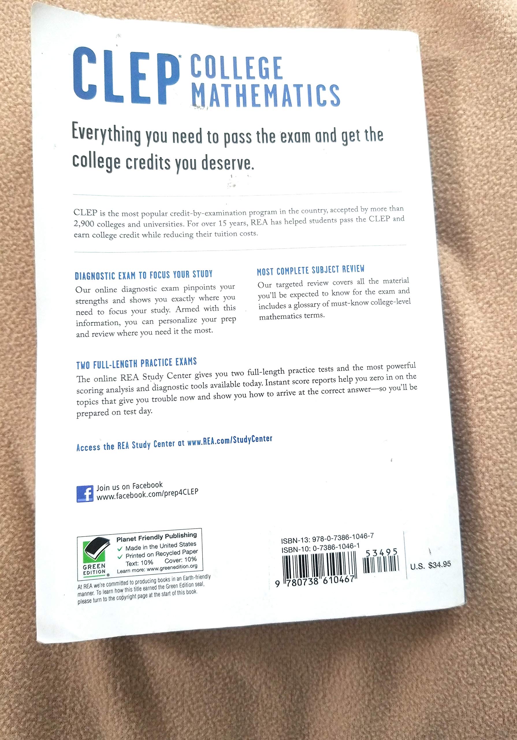 CLEP® College Mathematics Book + Online (CLEP Test Preparation) used book depot