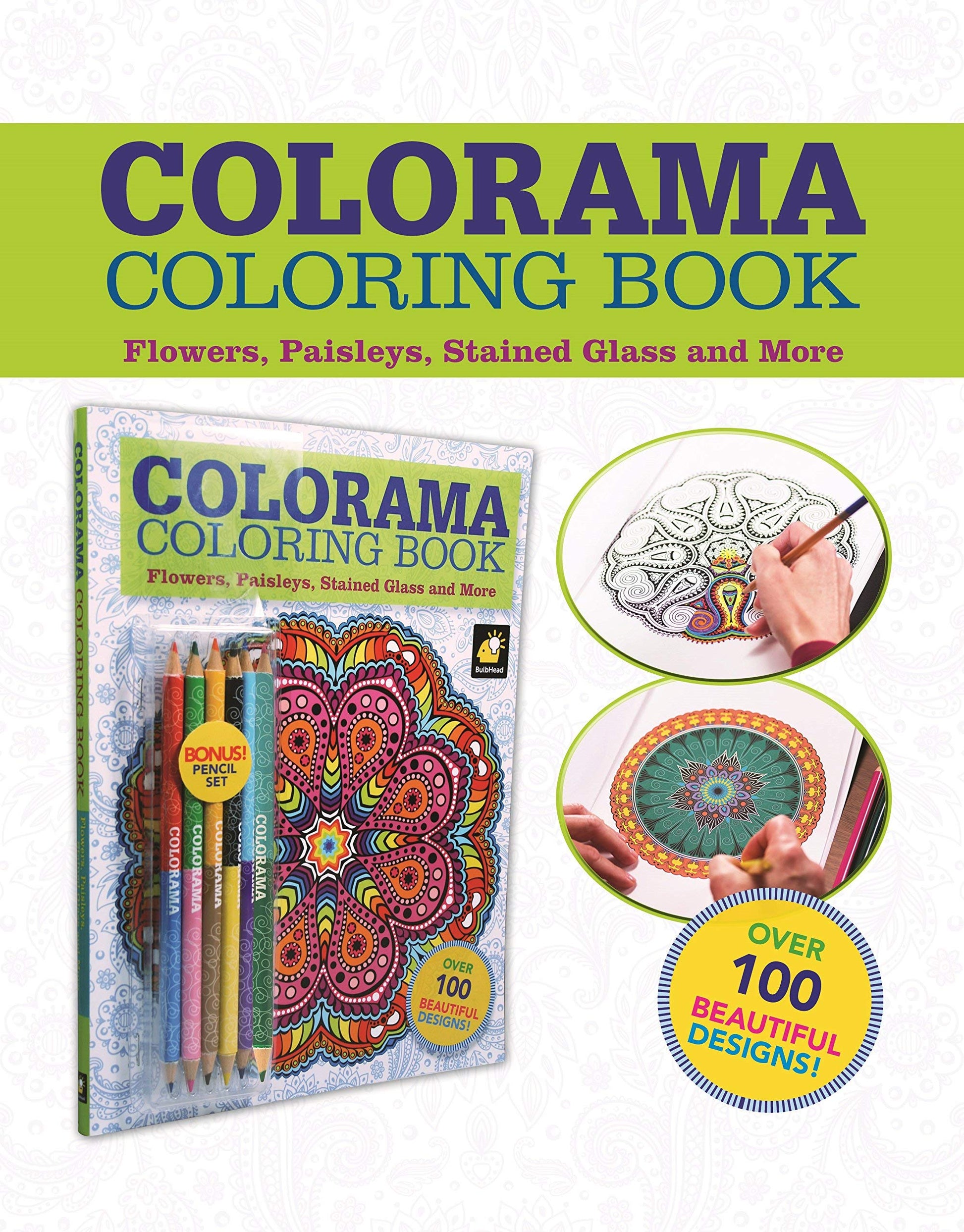 Colorama Coloring Book for Adults with 12 Colored Pencils, Create Something Wonderful & Relax used book depot